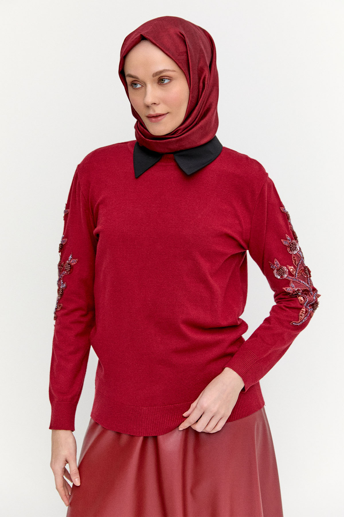 Çiçek Motifli Triko Tunik, Tesettür Giyim