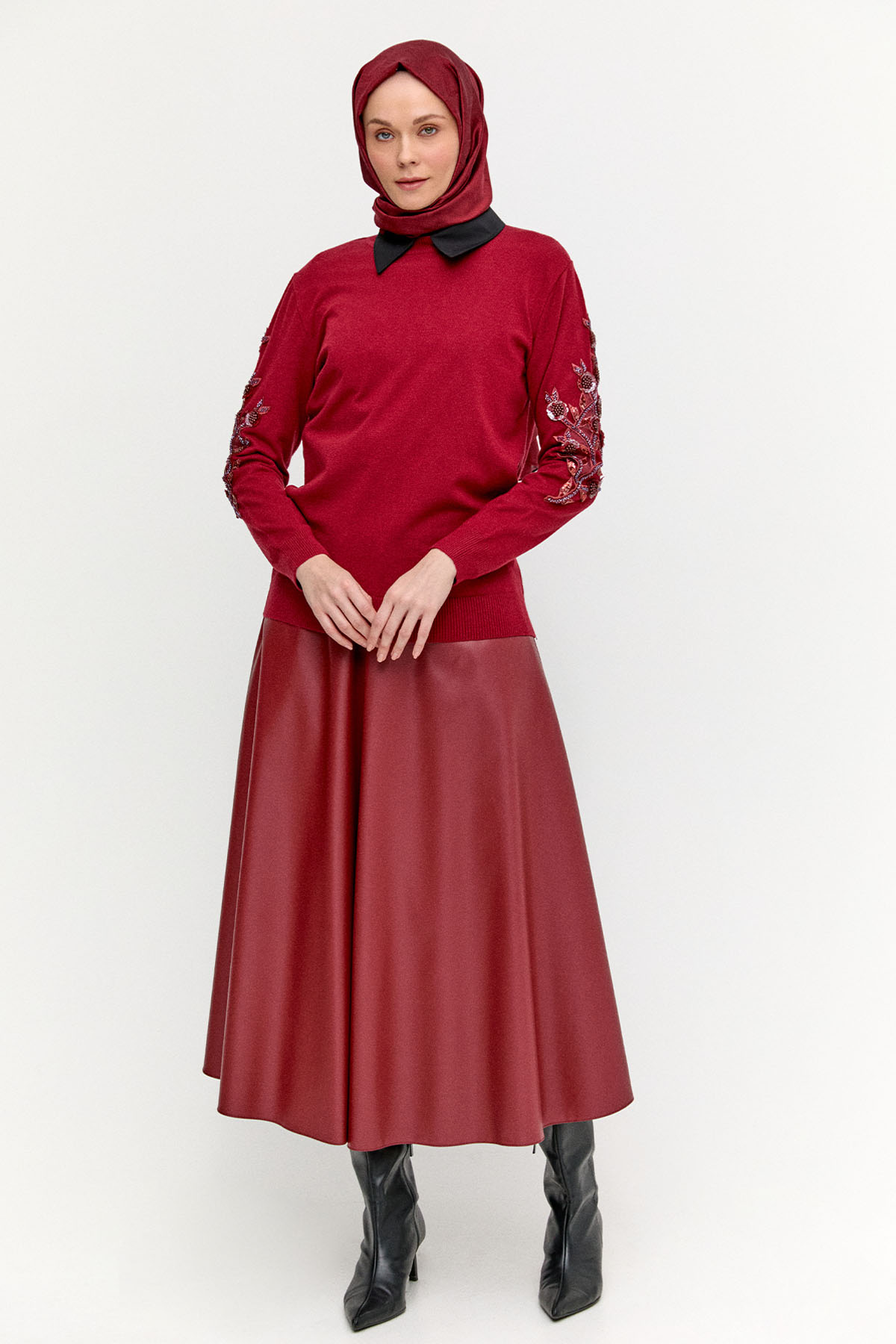 Çiçek Motifli Triko Tunik, Tesettür Giyim