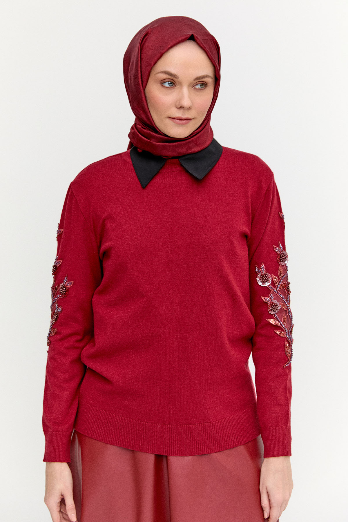 Çiçek Motifli Triko Tunik, Tesettür Giyim