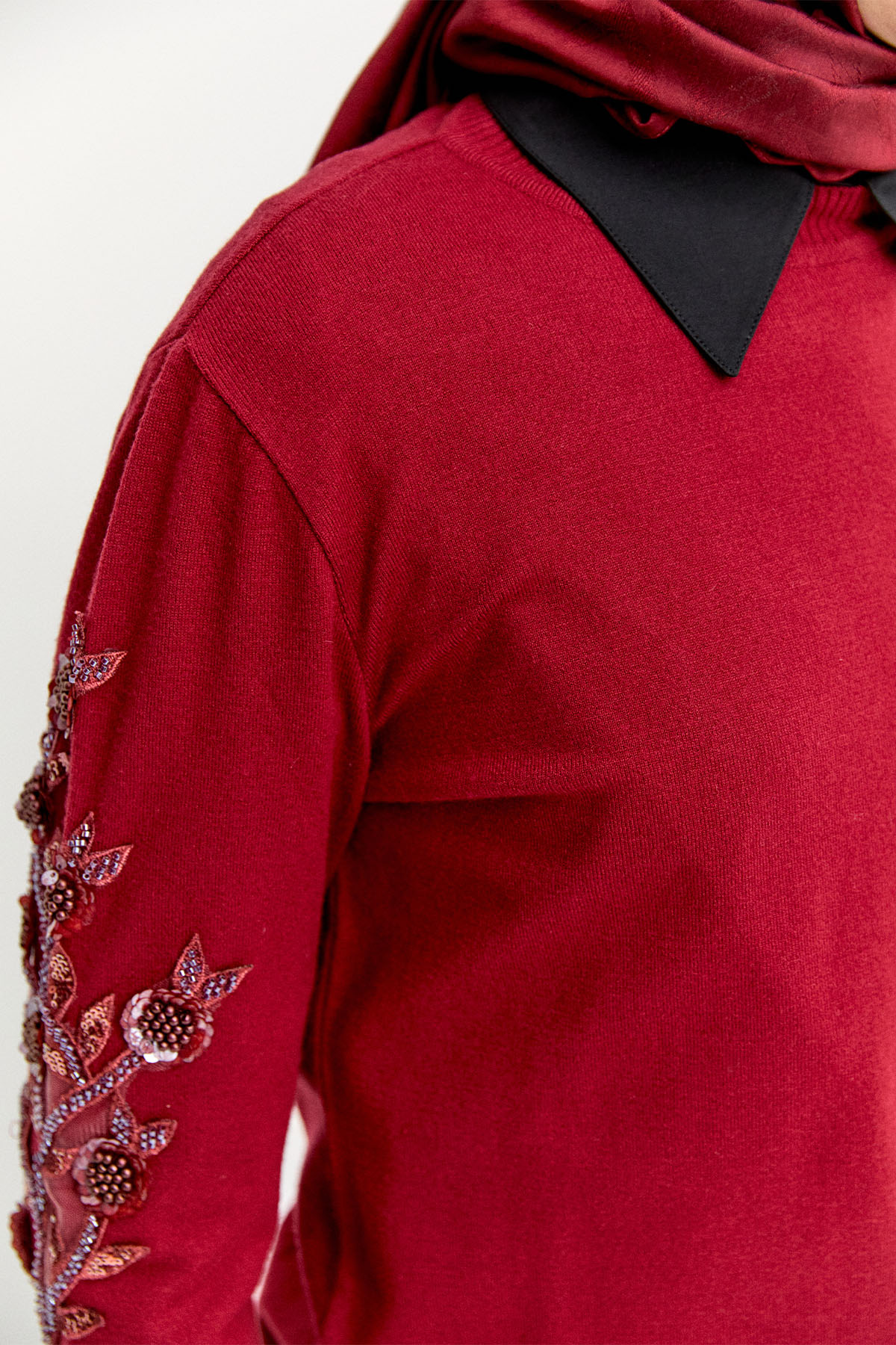 Çiçek Motifli Triko Tunik, Tesettür Giyim