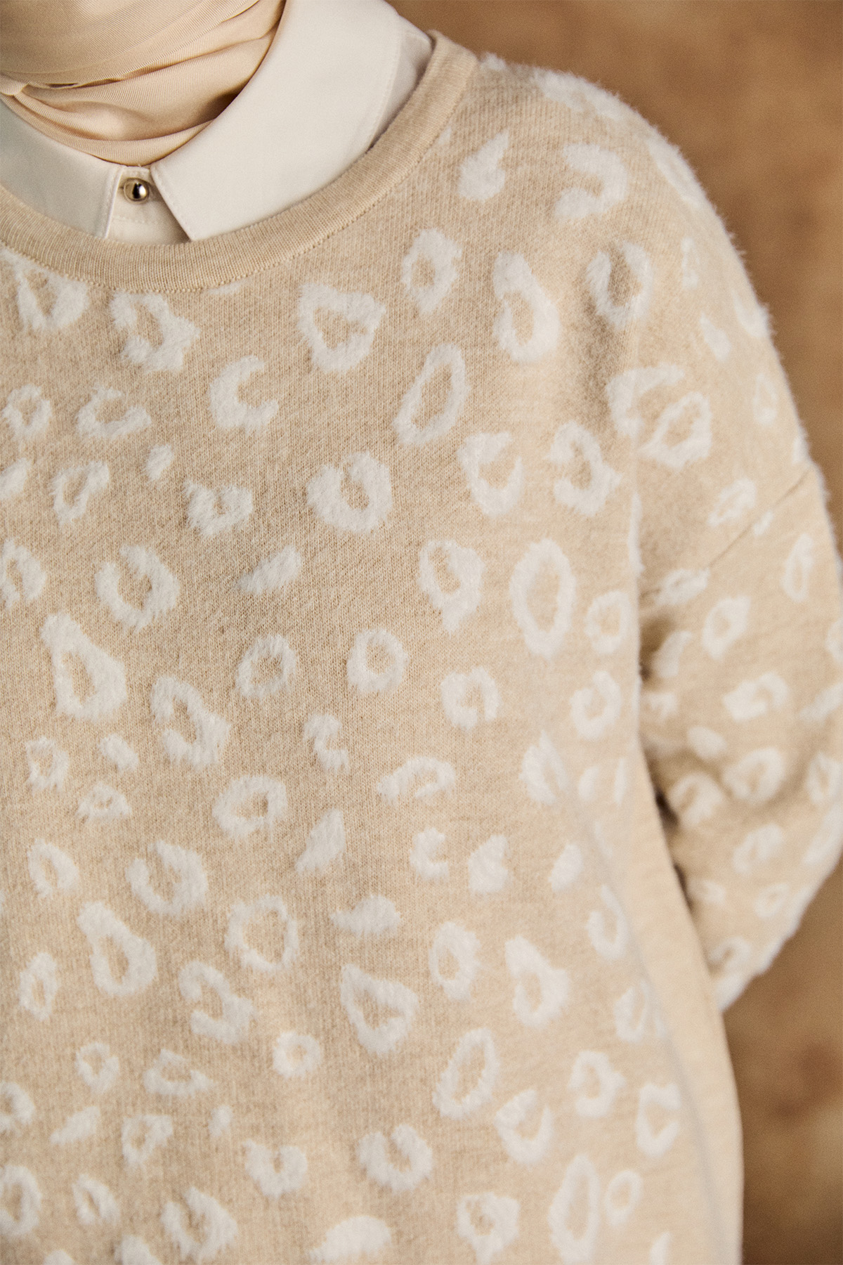 Leopar Detaylı Triko Tunik