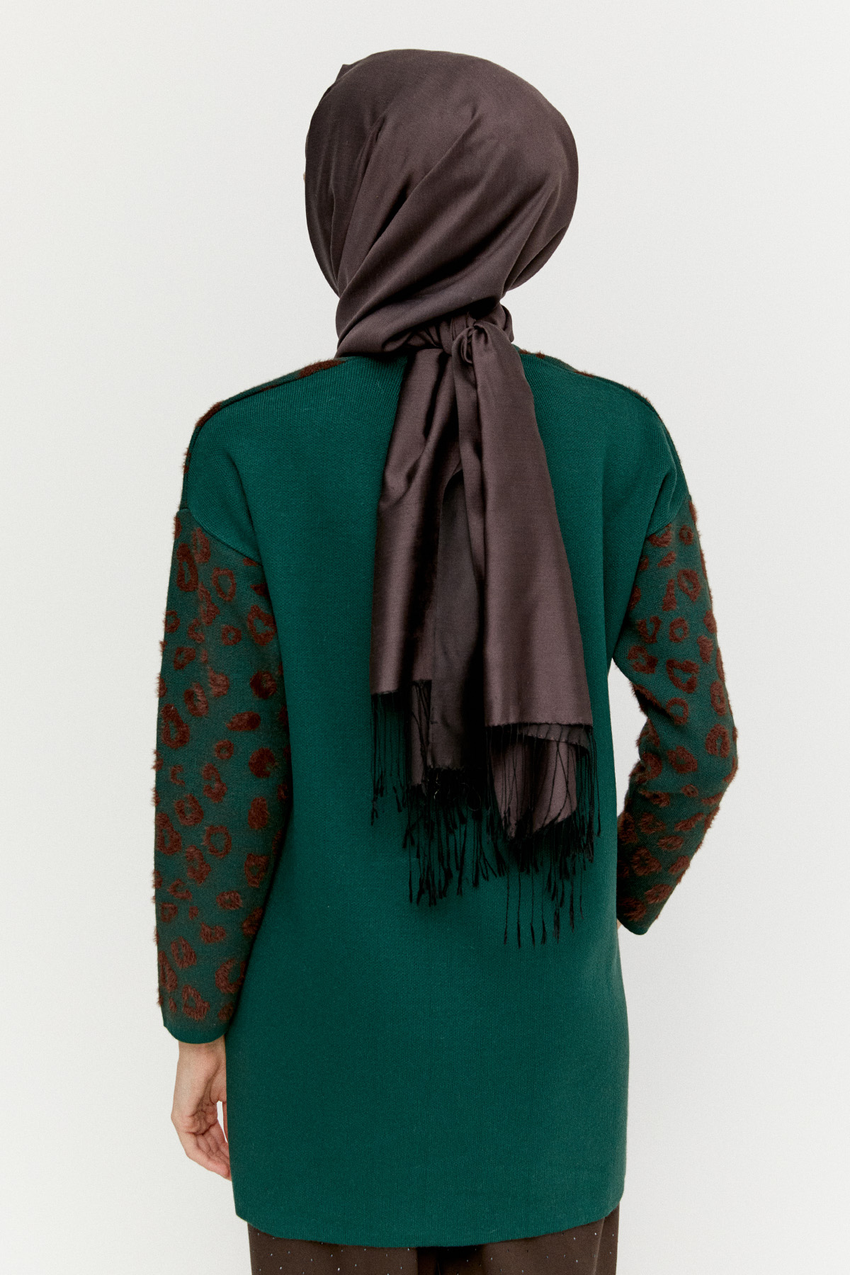 Leopar Detaylı Triko Tunik