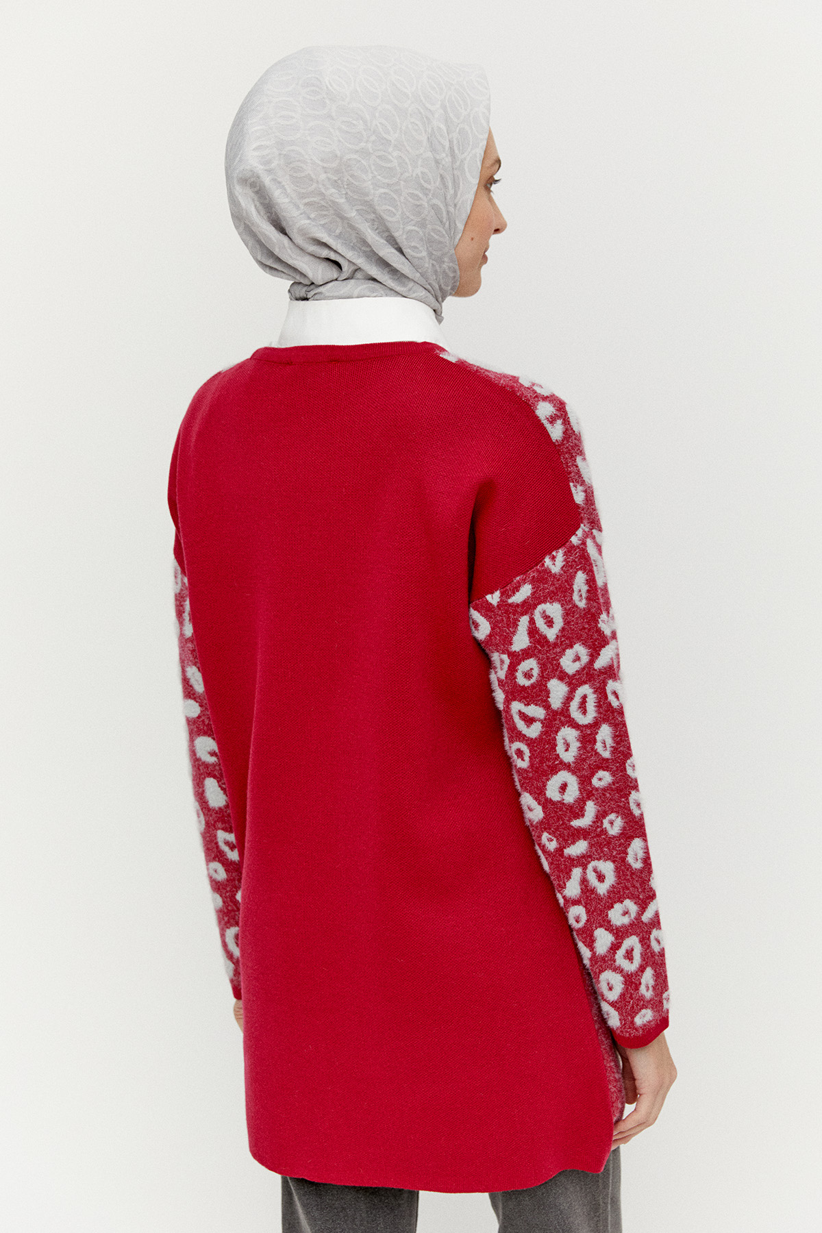 Leopar Detaylı Triko Tunik