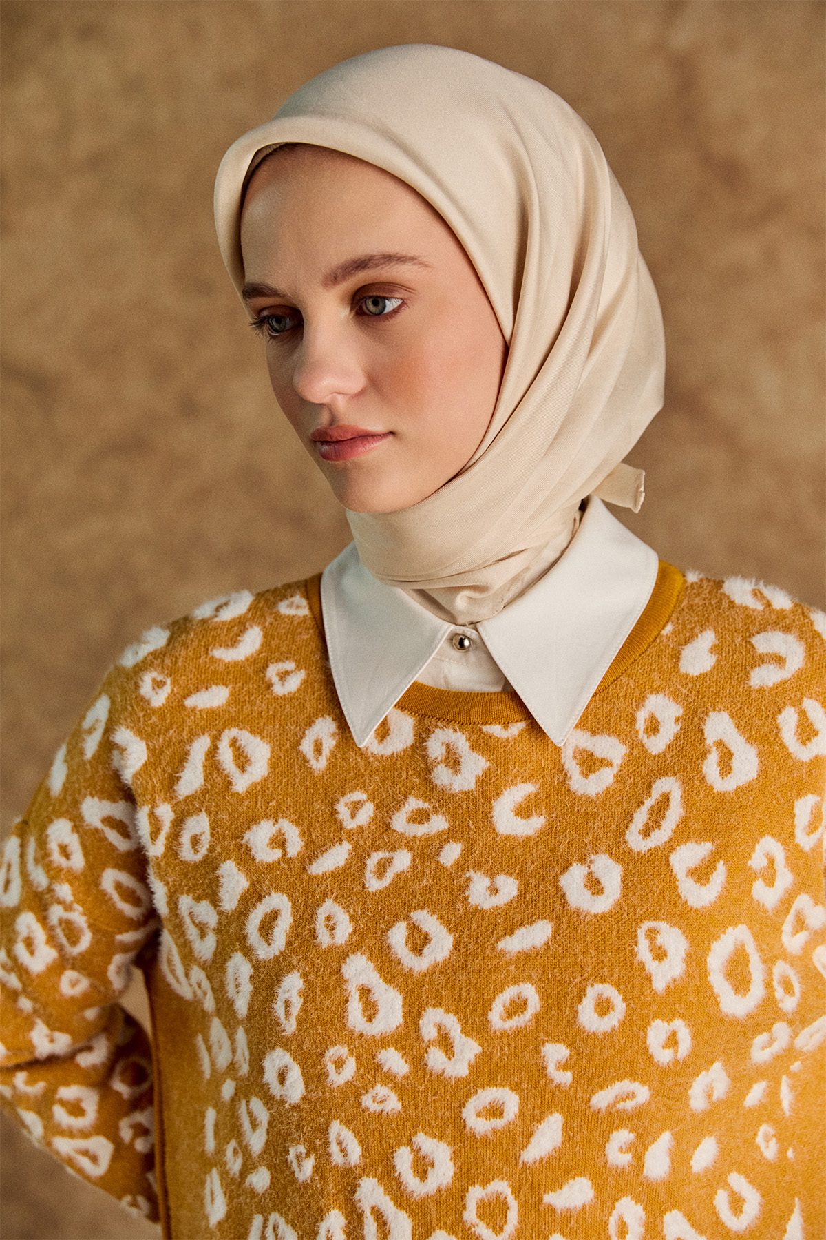 Leopar Detaylı Triko Tunik