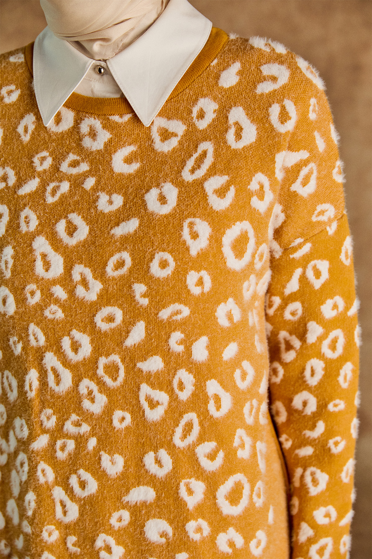 Leopar Detaylı Triko Tunik