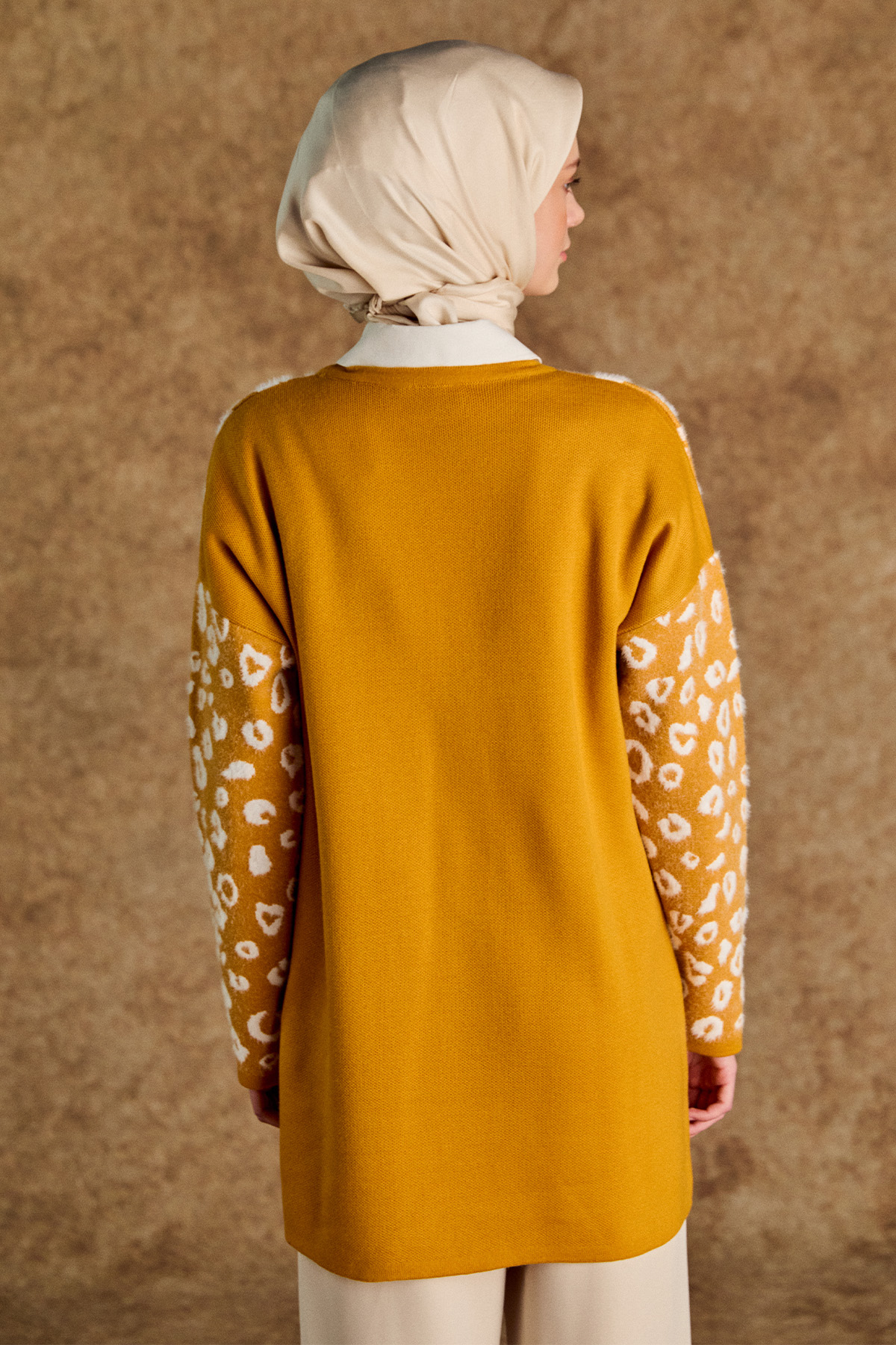 Leopar Detaylı Triko Tunik