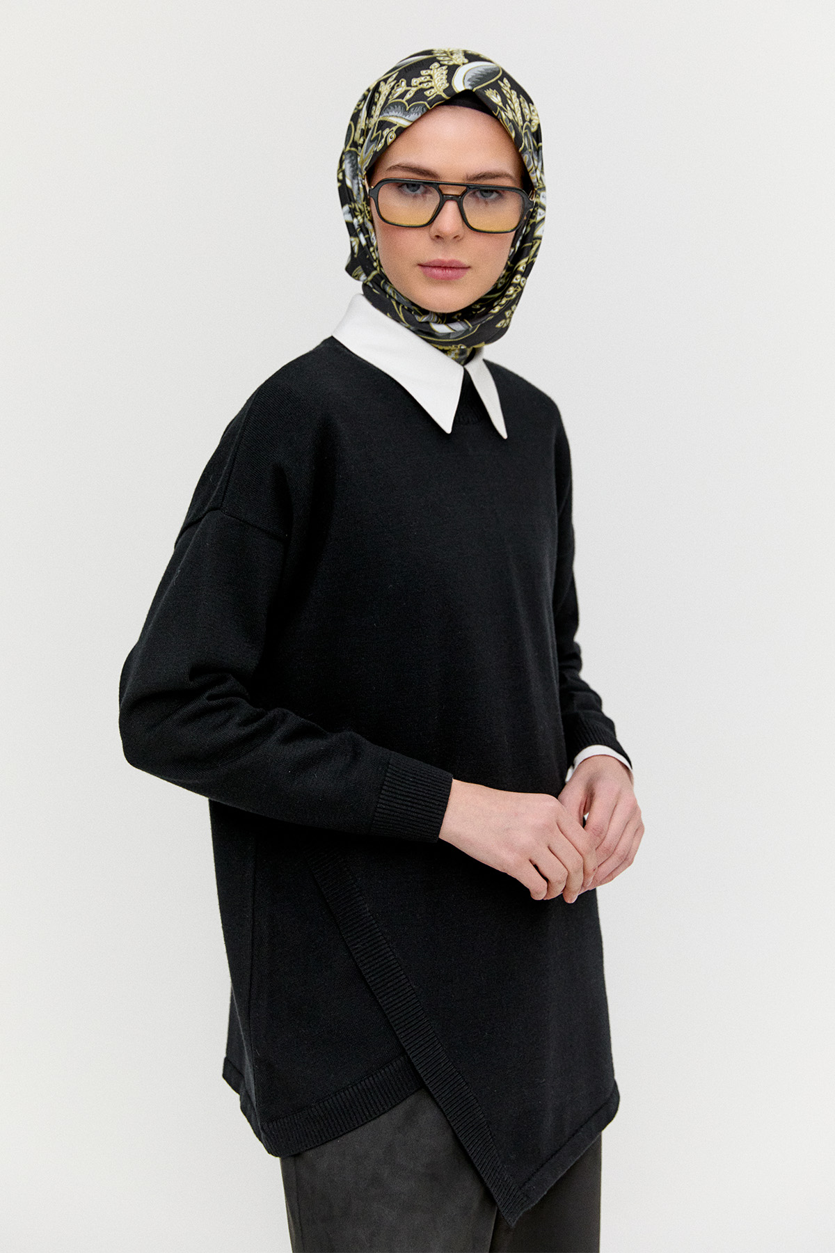 Asimetrik Kesim Basic Triko Tunik, Tesettür Giyim