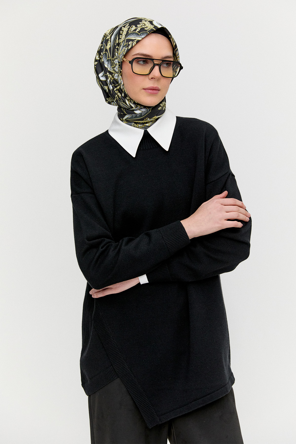 Asimetrik Kesim Basic Triko Tunik, Tesettür Giyim