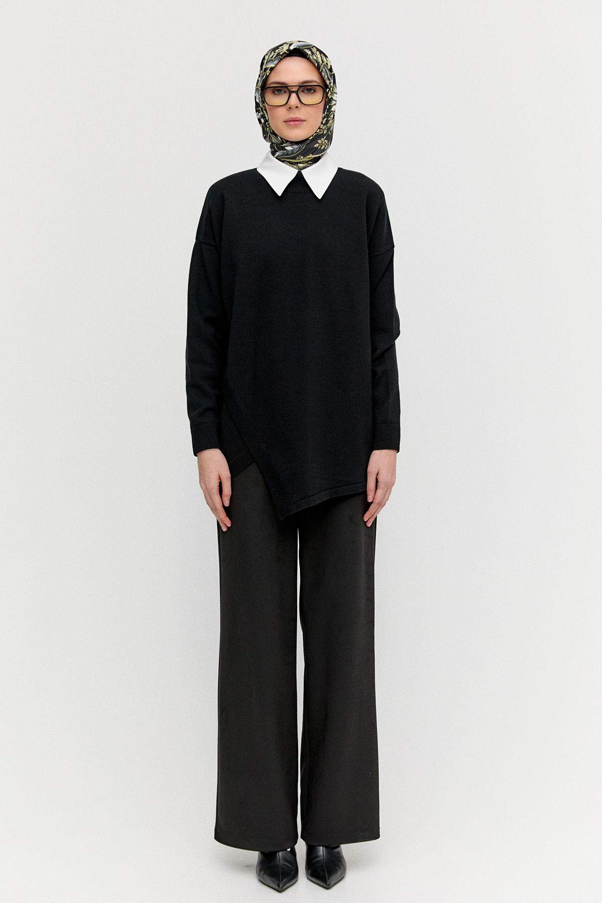 Asimetrik Kesim Basic Triko Tunik, Tesettür Giyim