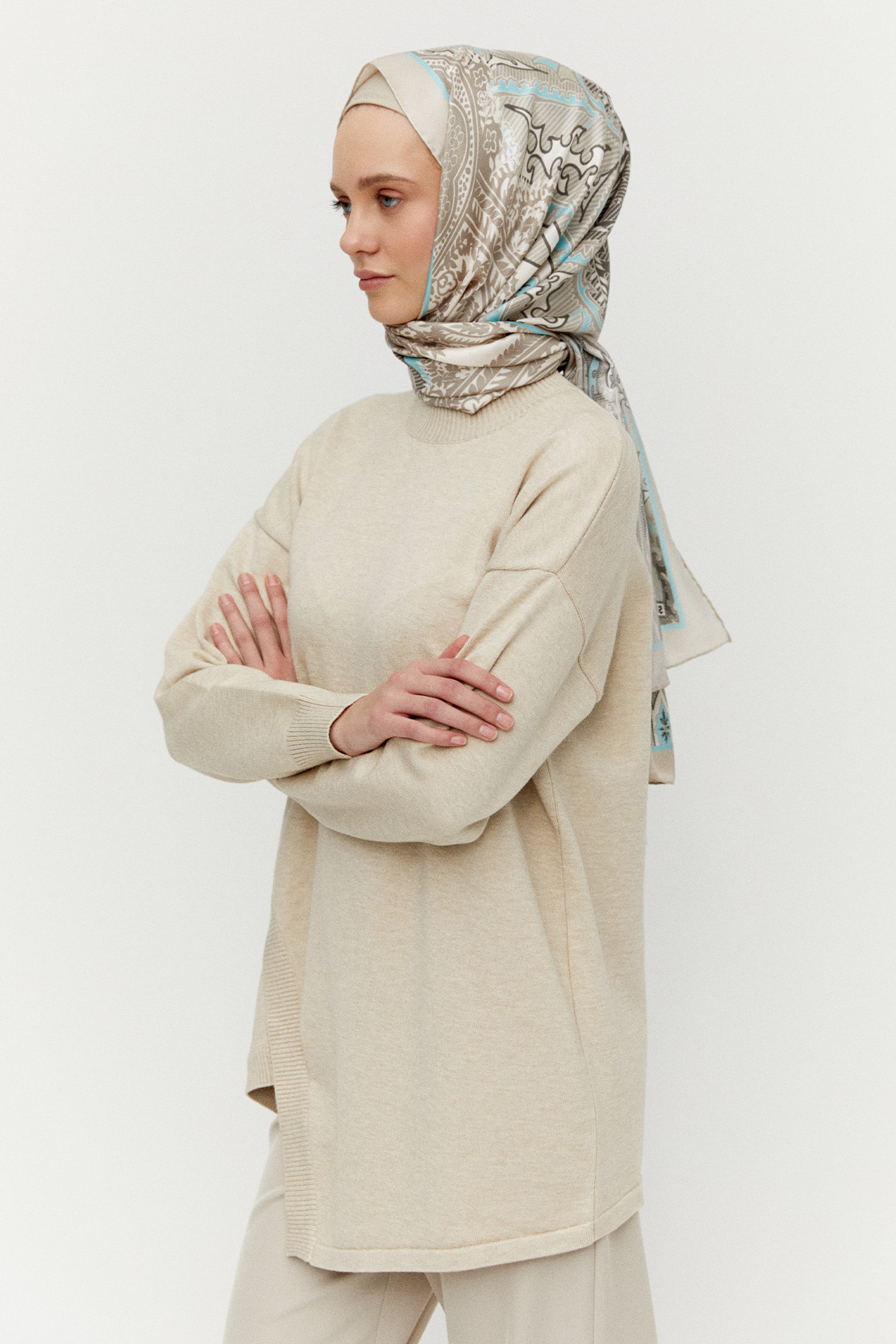 Asimetrik Kesim Basic Triko Tunik