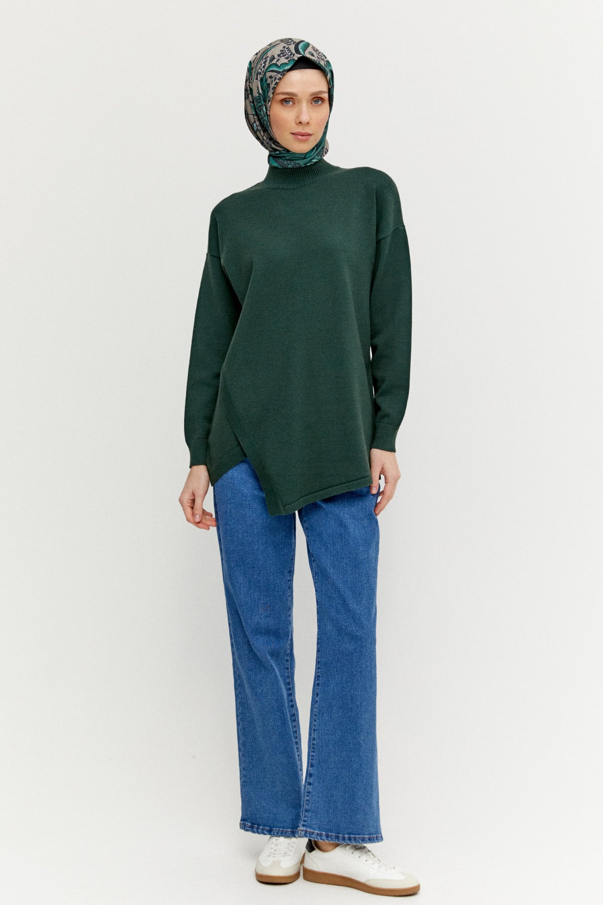 Asimetrik Kesim Basic Triko Tunik