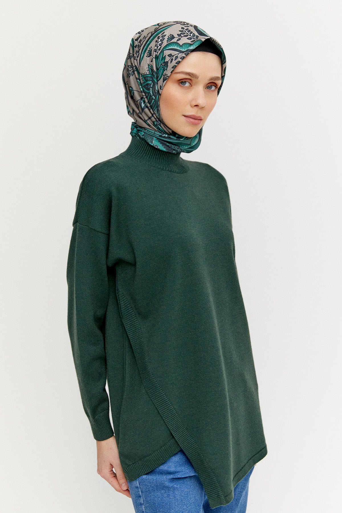 Asimetrik Kesim Basic Triko Tunik