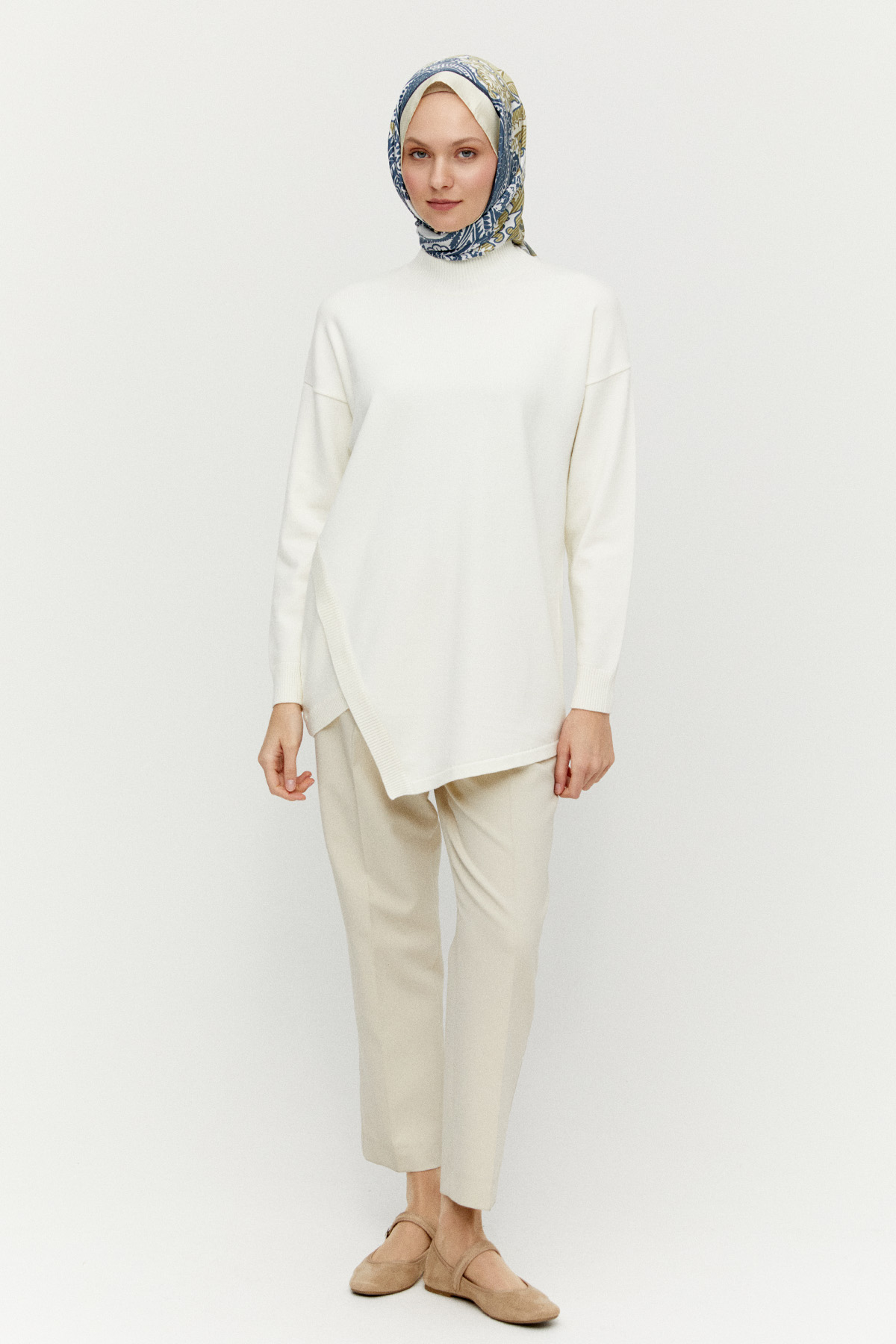 Asimetrik Kesim Basic Triko Tunik