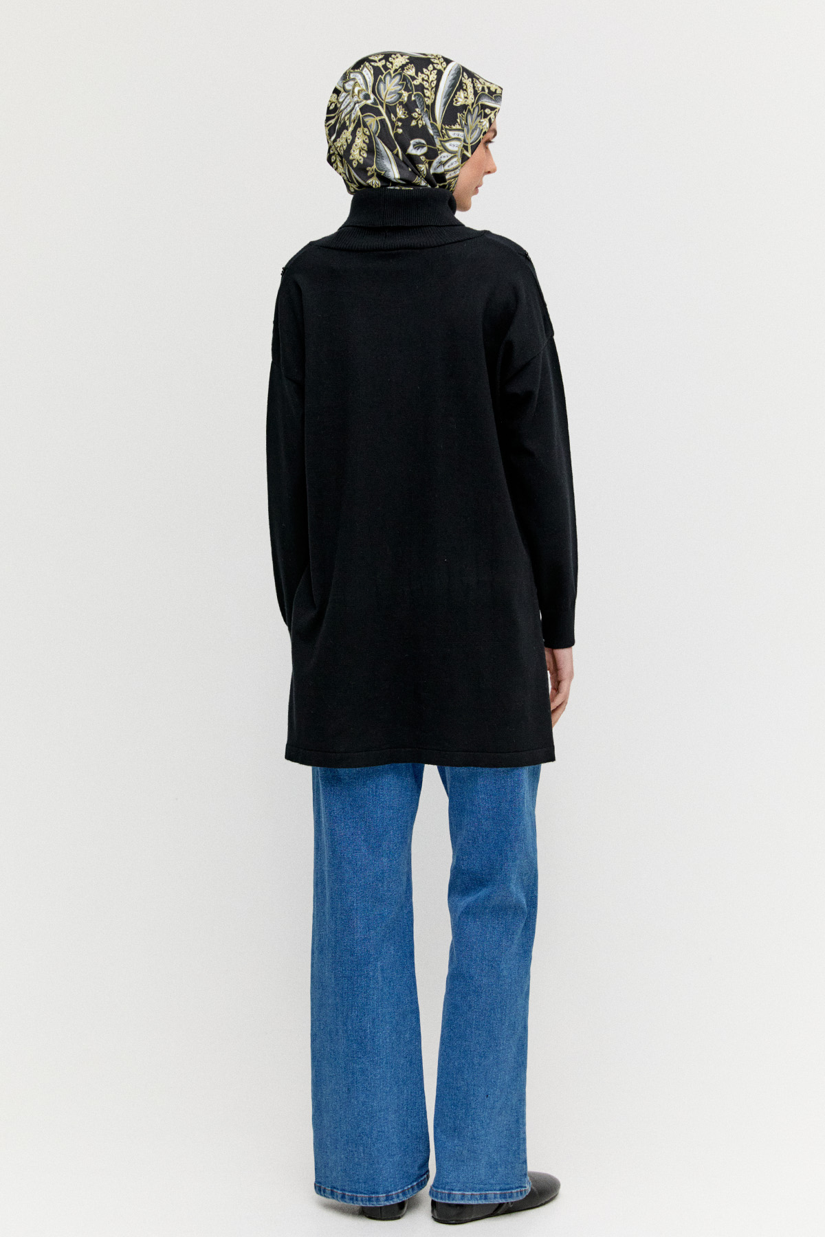 İnci Detaylı Boğazlı Triko Tunik, Tesettür Giyim