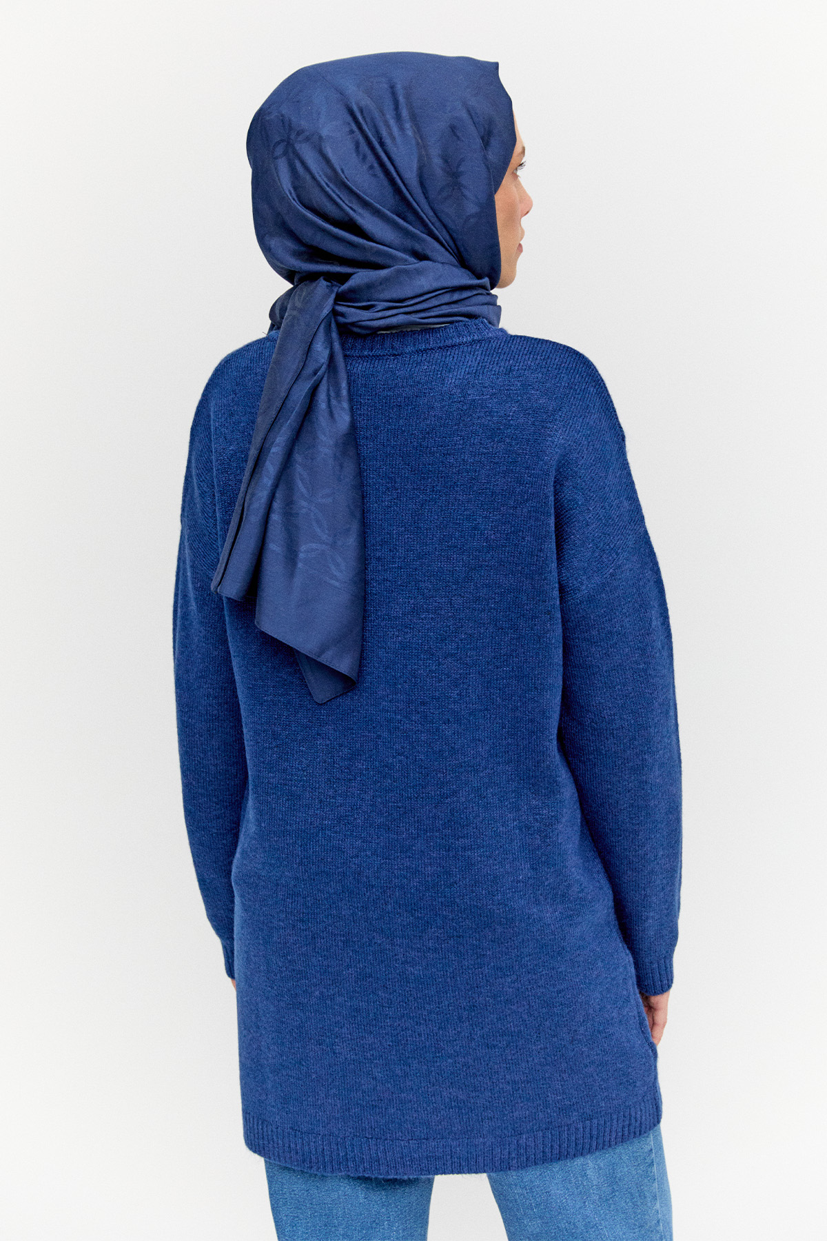 Sim Detaylı Baklava Desenli Triko Tunik, Tesettür Giyim