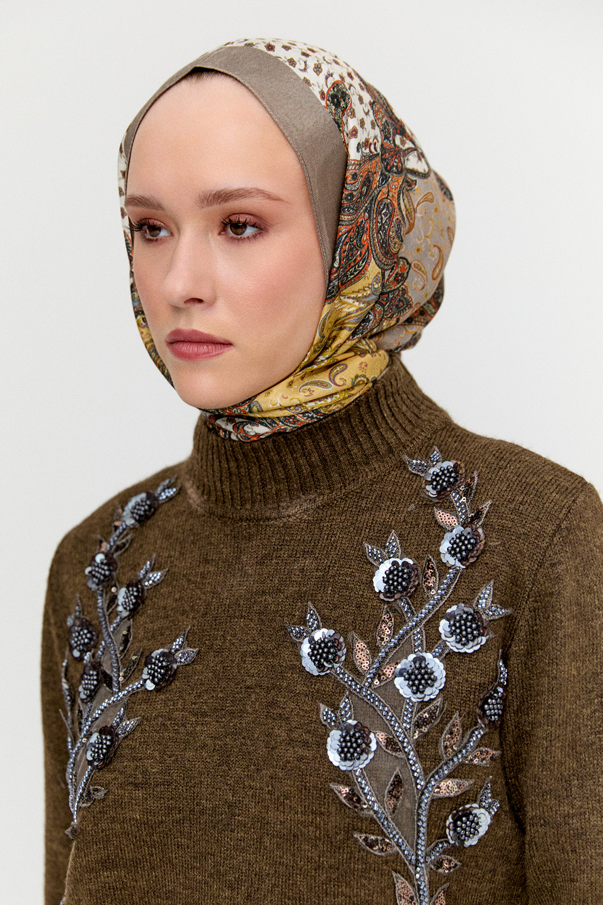 Çiçek Motif Triko Tunik, Tesettür Giyim