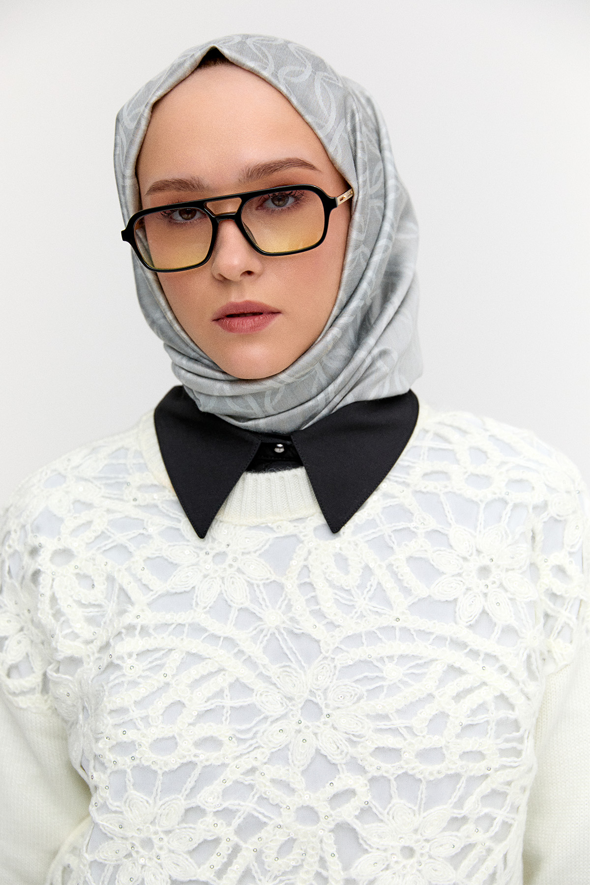 Çiçek Motifli Triko Tunik, Tesettür Giyim