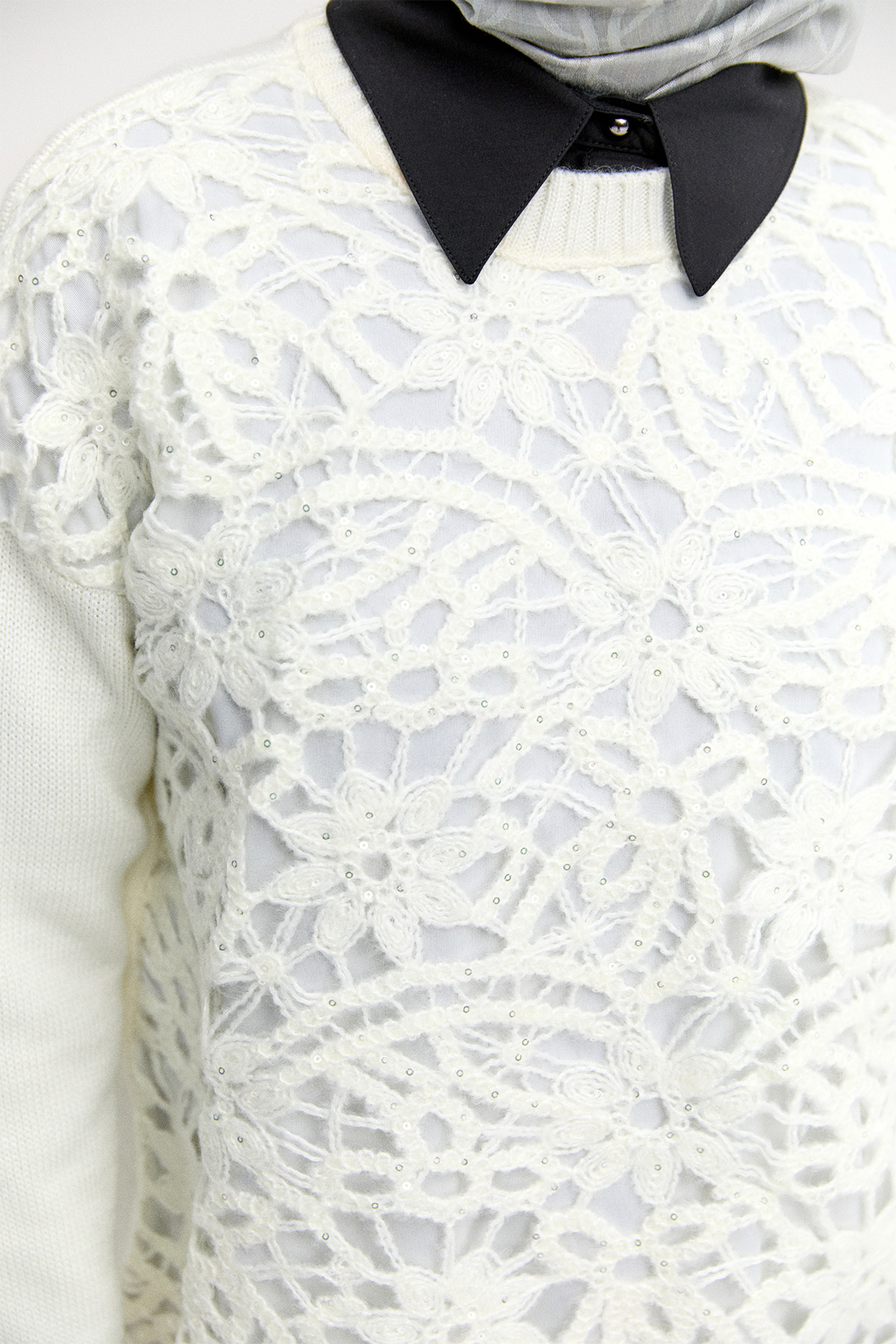 Çiçek Motifli Triko Tunik, Tesettür Giyim