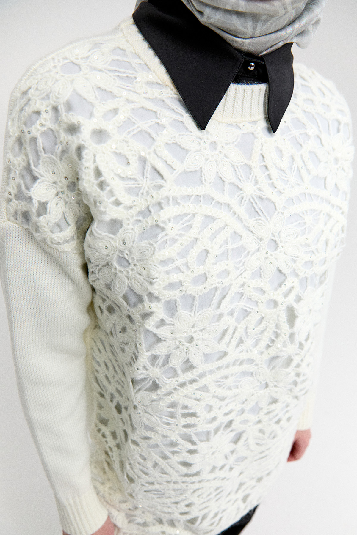 Çiçek Motifli Triko Tunik, Tesettür Giyim