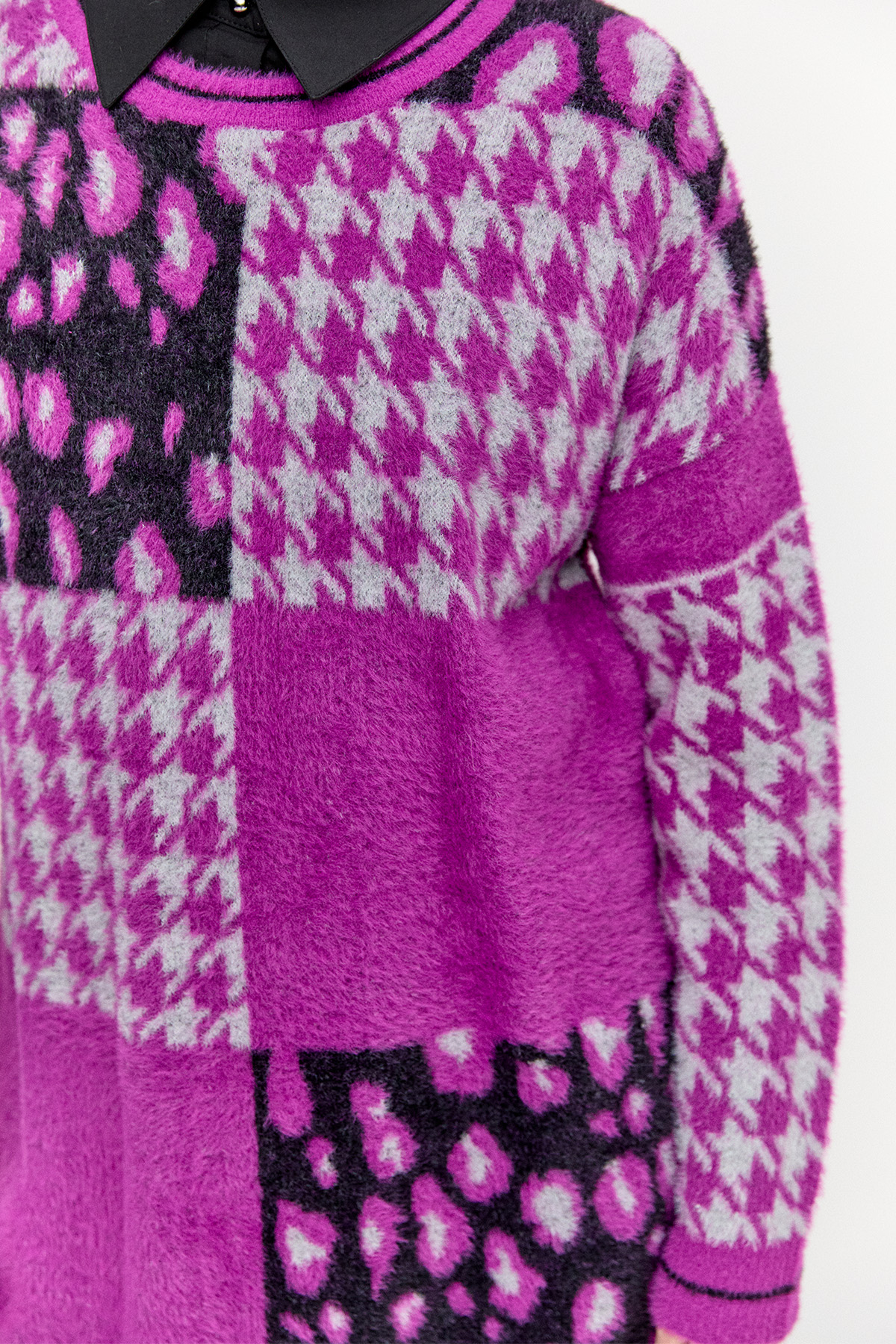 Desenli Yuvarlak Yaka Triko Tunik, Tesettür Giyim