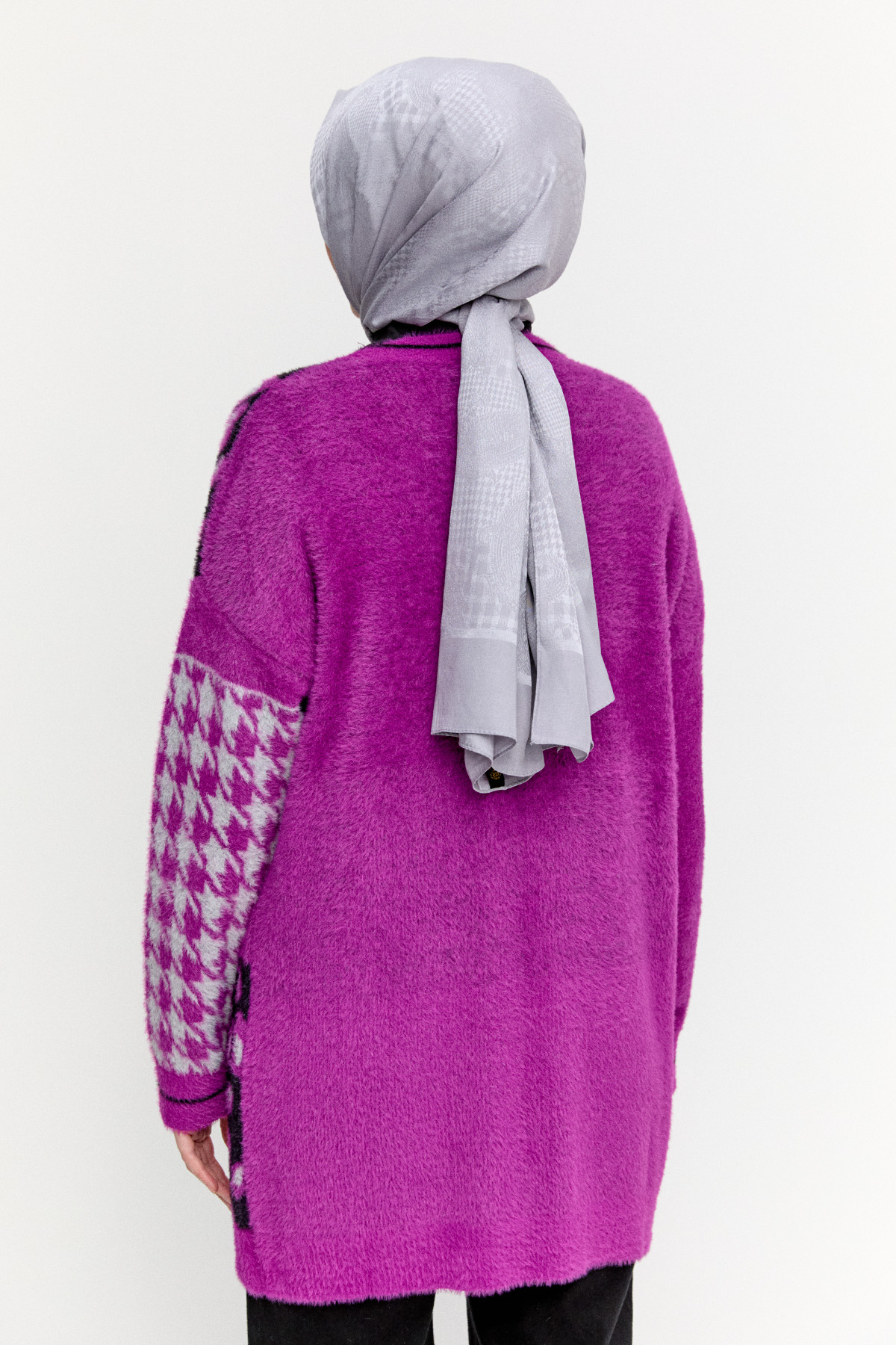 Desenli Yuvarlak Yaka Triko Tunik, Tesettür Giyim