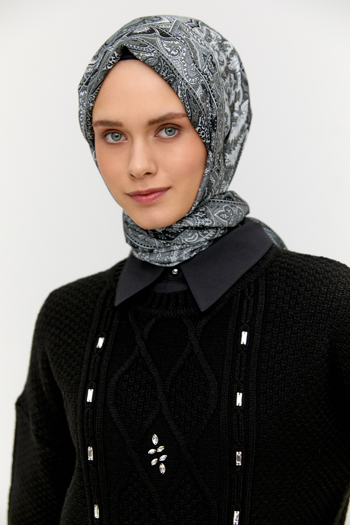 Taşlı Desenli Triko Tunik, Tesettür Giyim