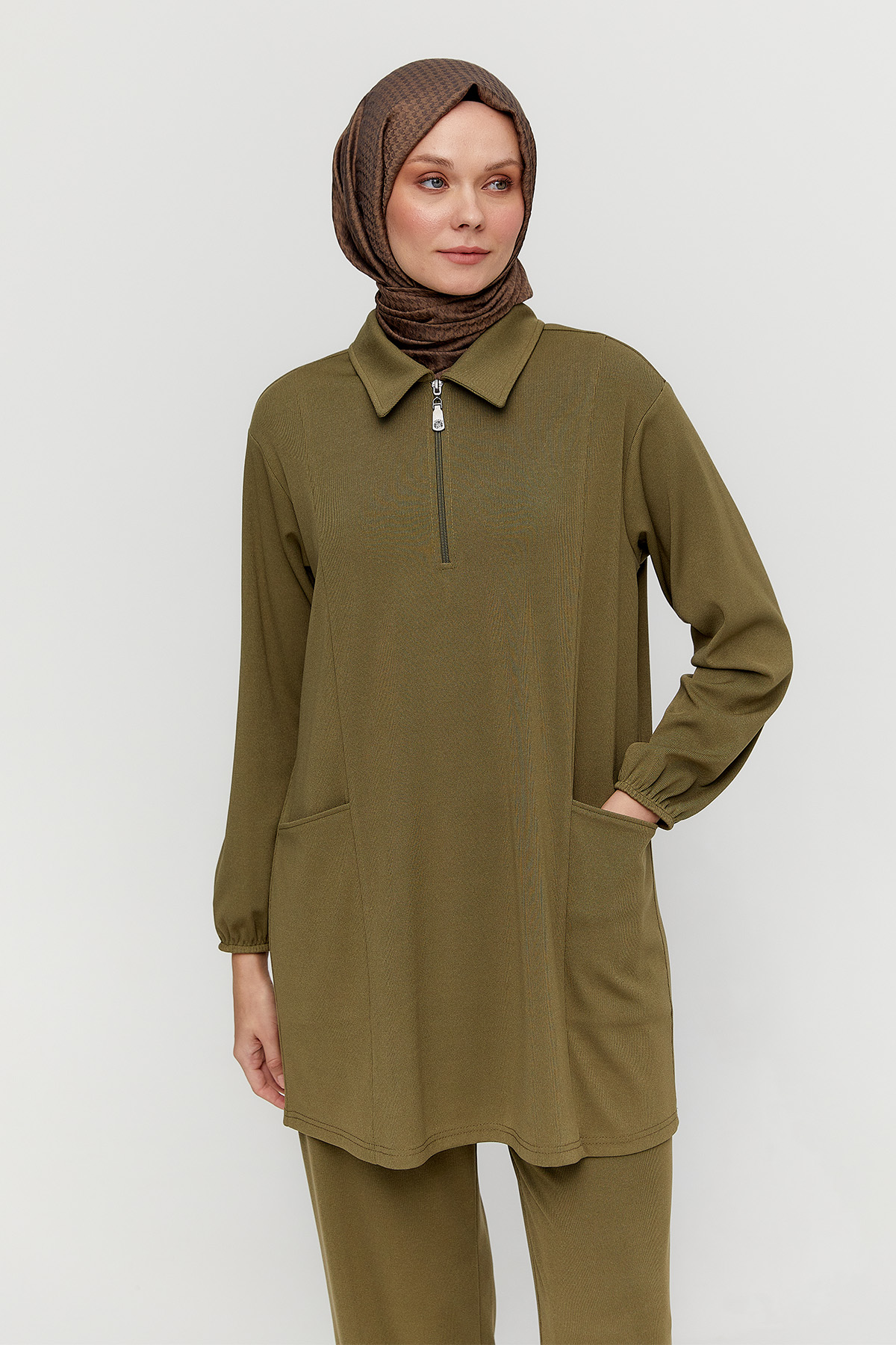 Fermuarlı Örme Tunik