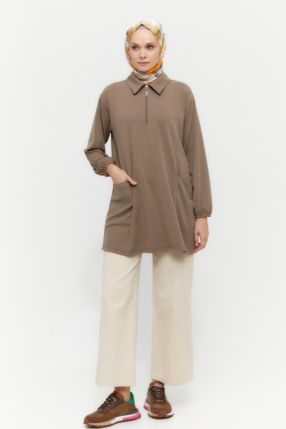 Fermuarlı Örme Tunik