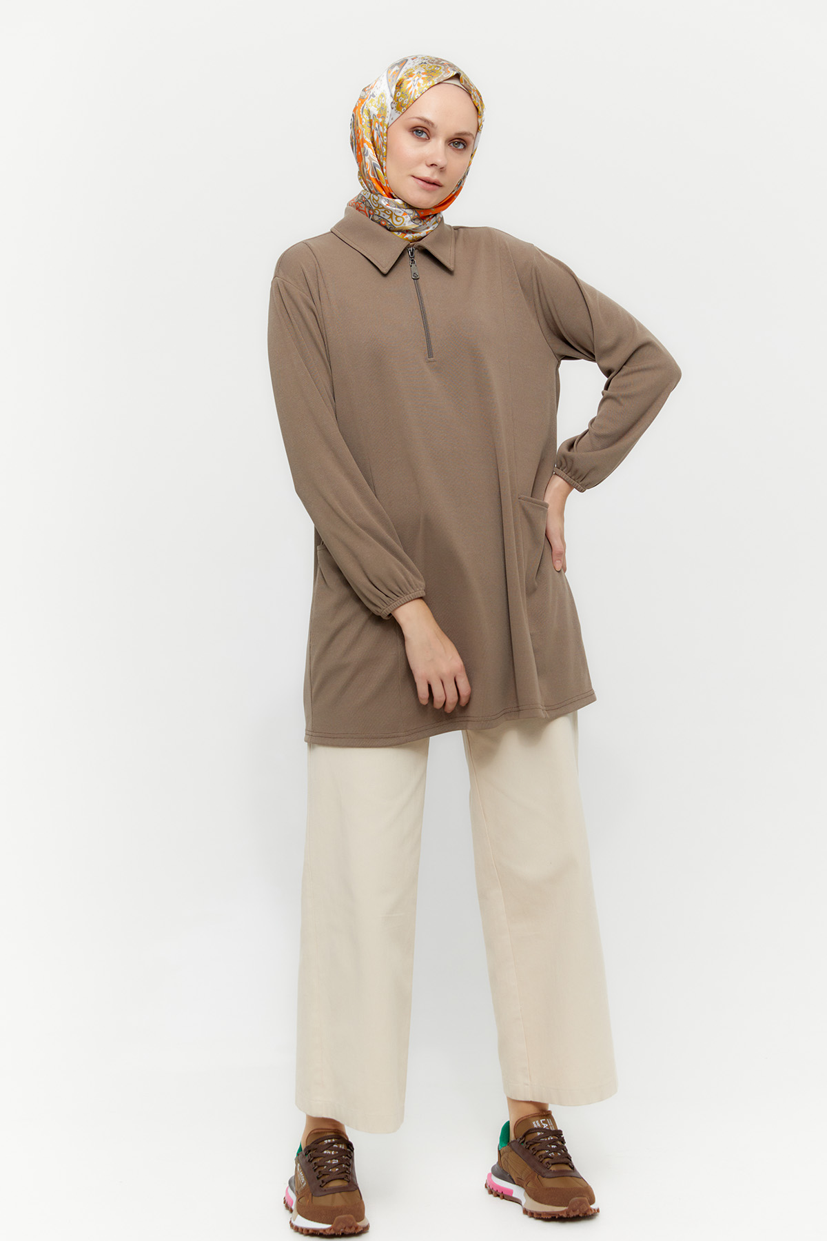 Fermuarlı Örme Tunik