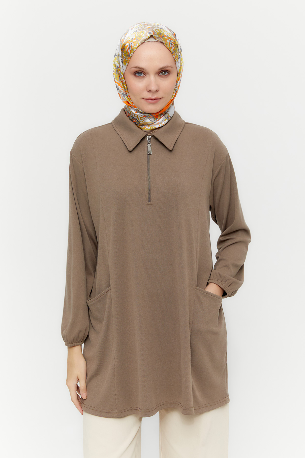 Fermuarlı Örme Tunik