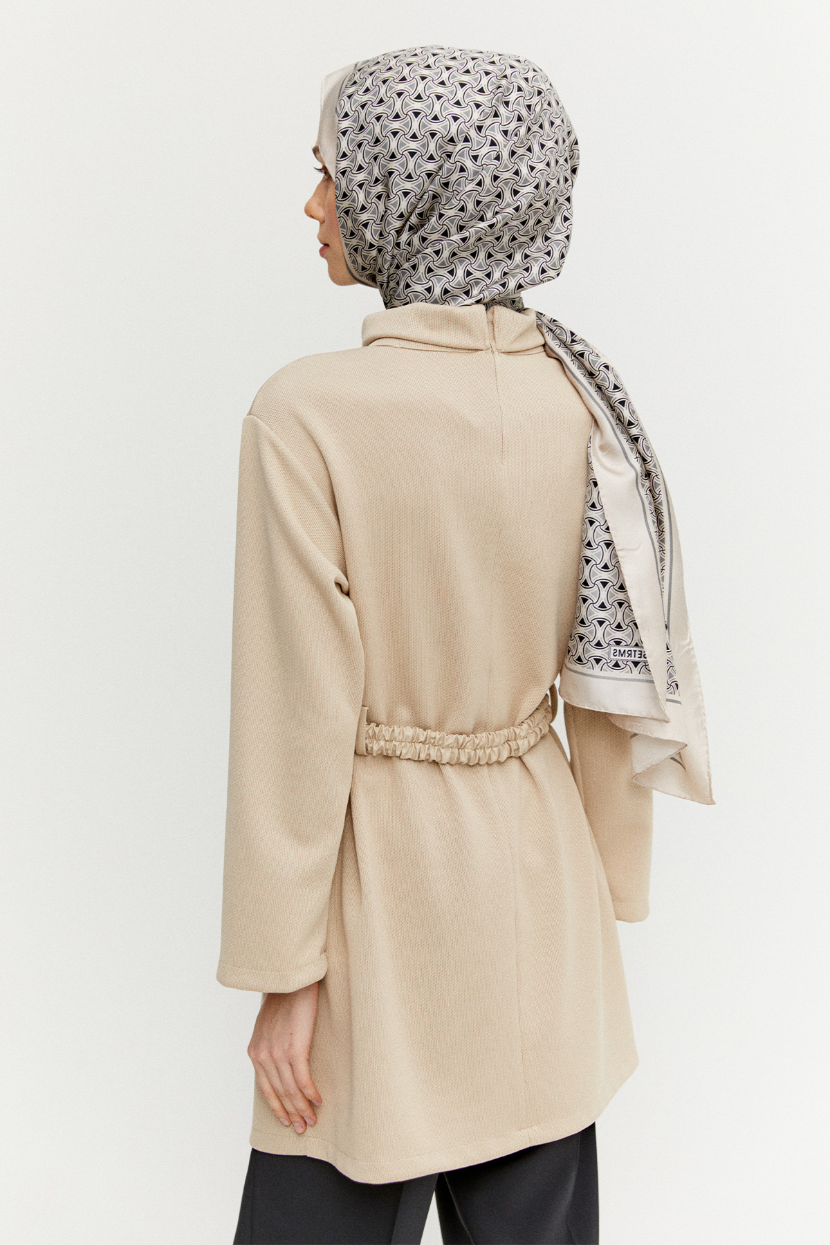 Asimetrik Suni Deri Detaylı Örme Tunik, Tesettür Giyim