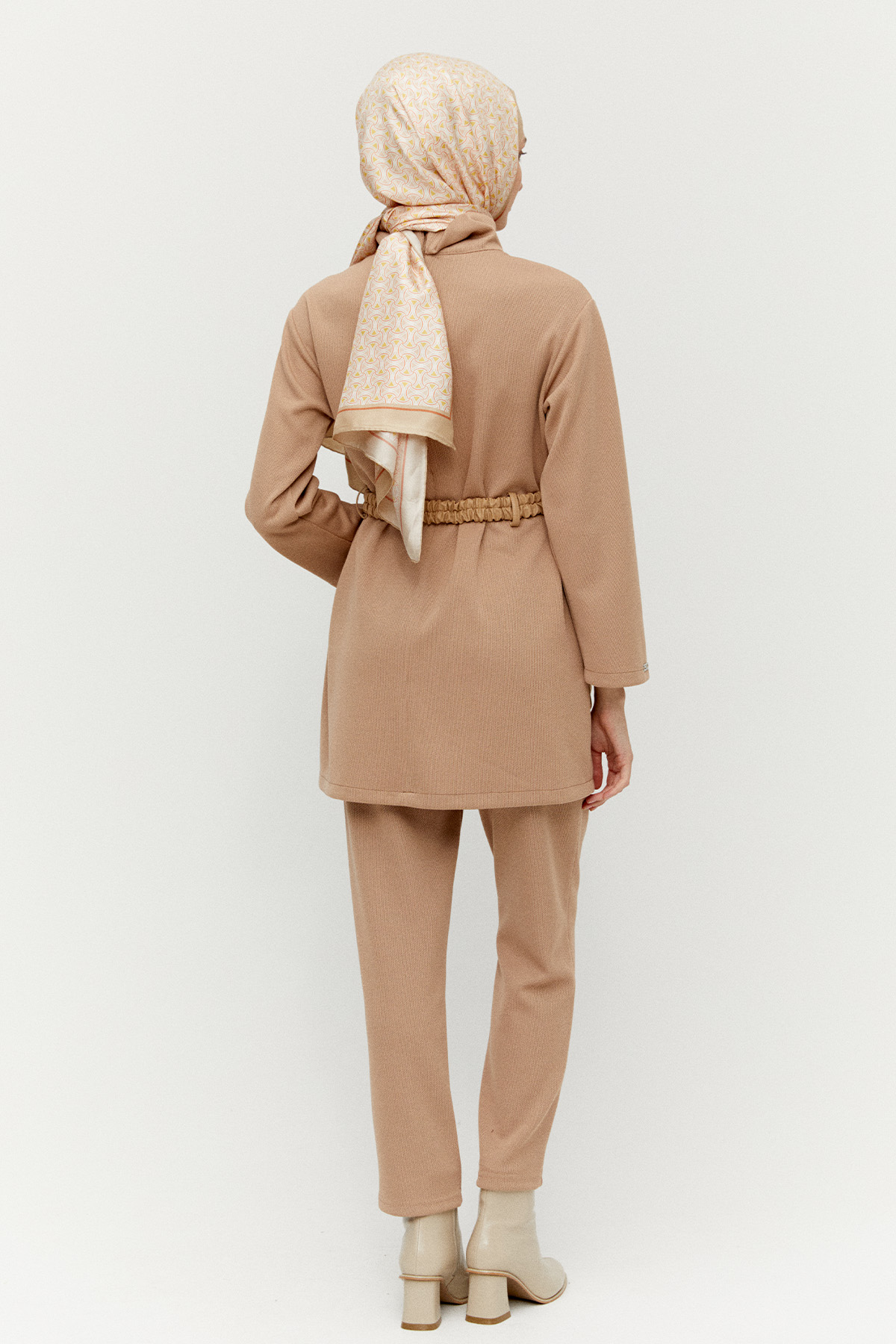 Asimetrik Suni Deri Detaylı Örme Tunik