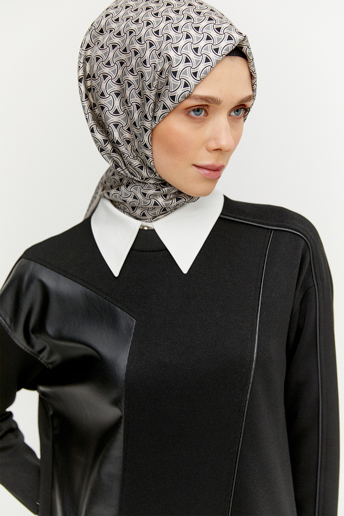 Suni Derili Asimetrik Örme Tunik, Tesettür Giyim