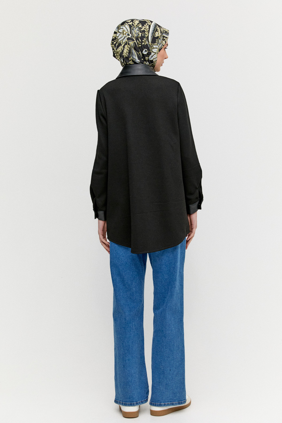 Suni Deri Detaylı Örme Tunik, Tesettür Giyim