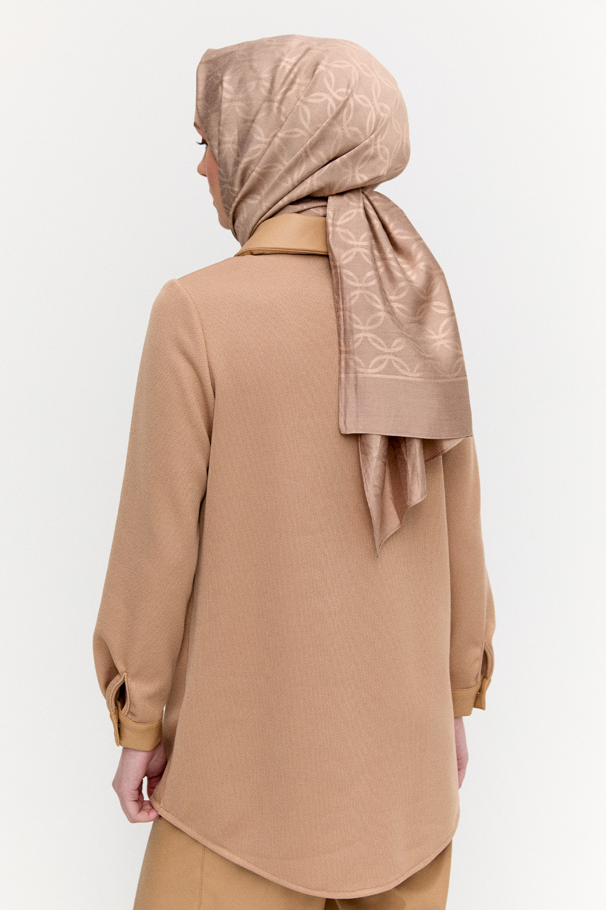 Suni Deri Detaylı Örme Tunik, Tesettür Giyim