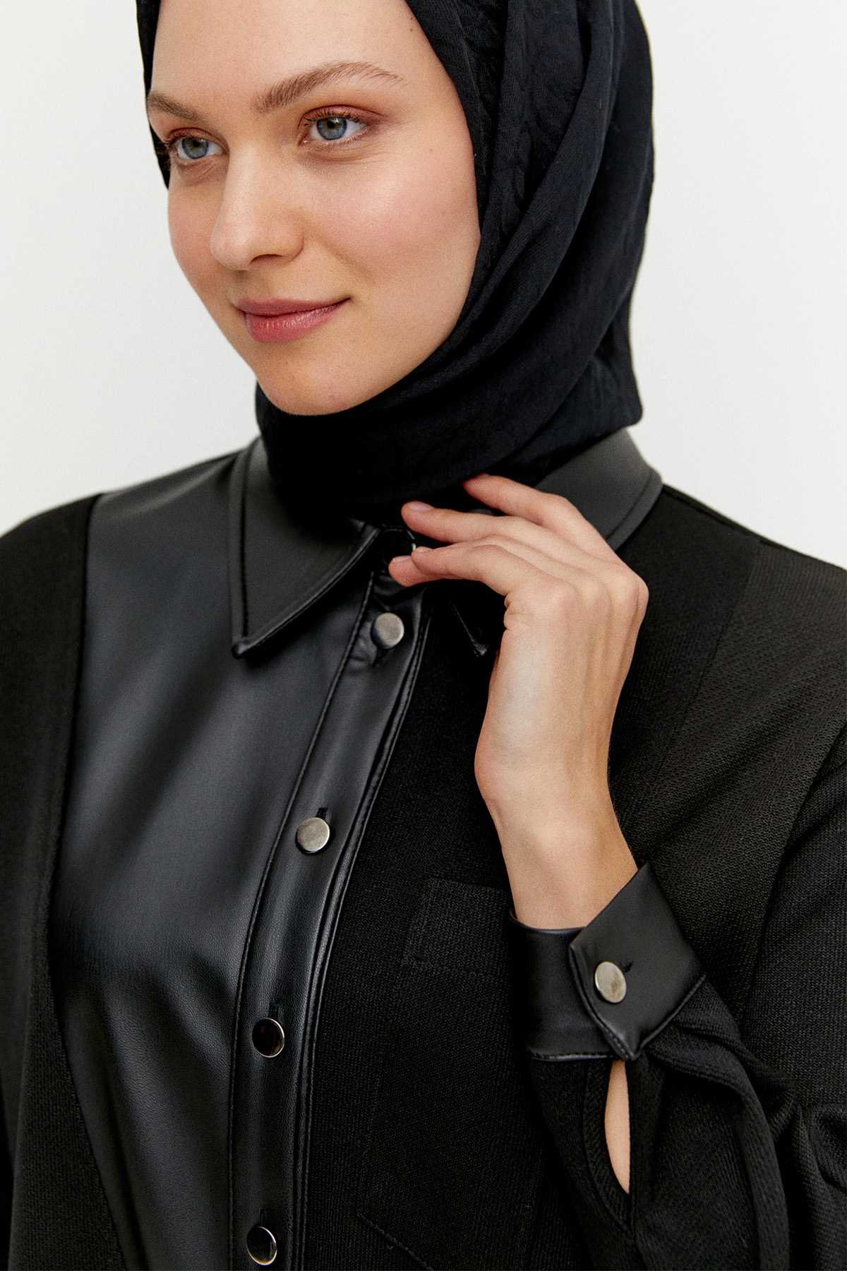 Deri Kombinli Örme Tunik