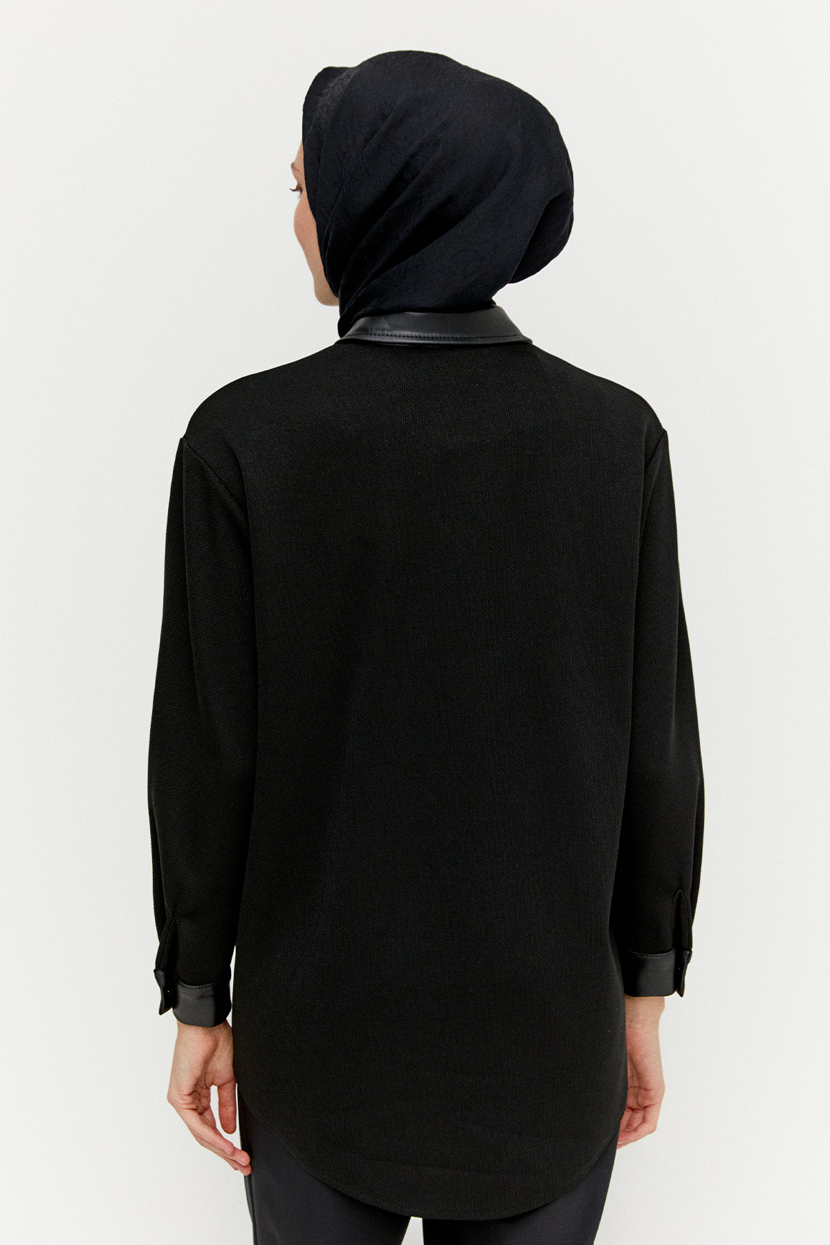 Deri Kombinli Örme Tunik