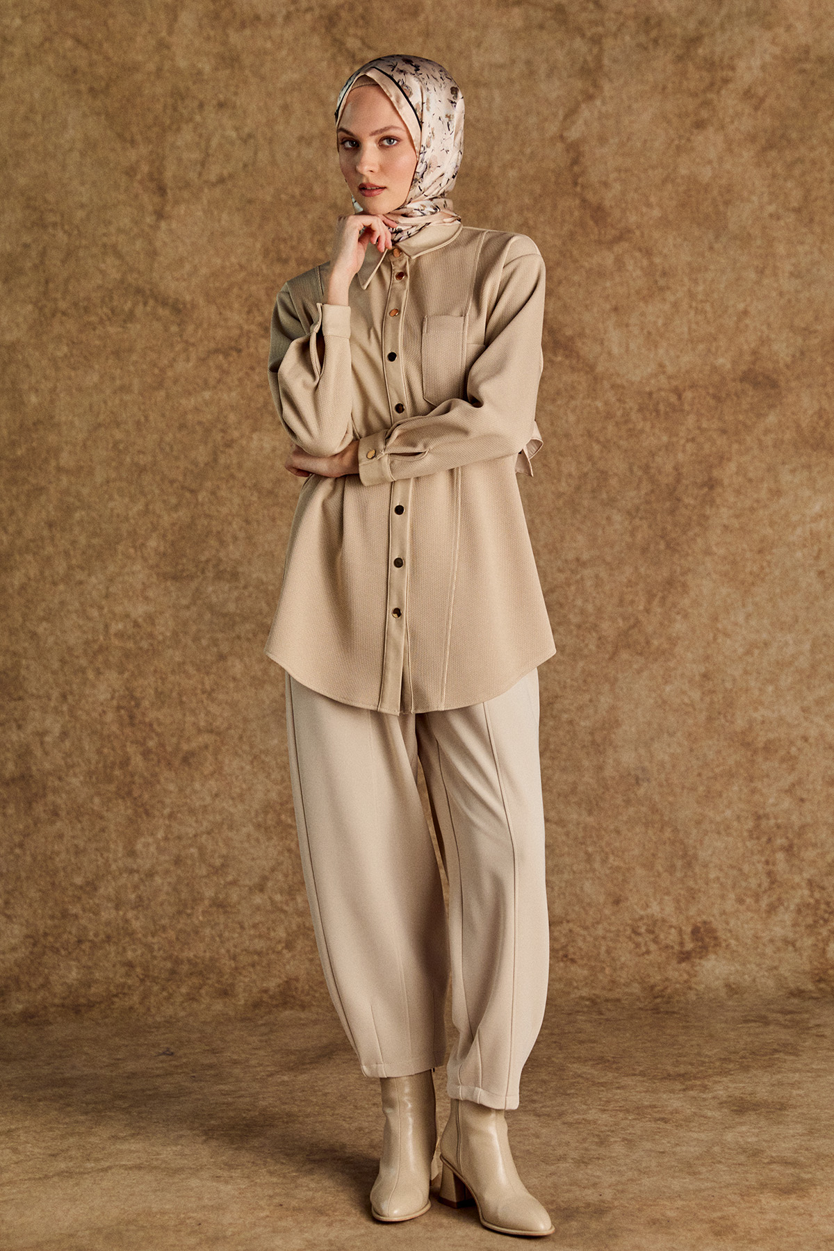 Deri Kombinli Örme Tunik