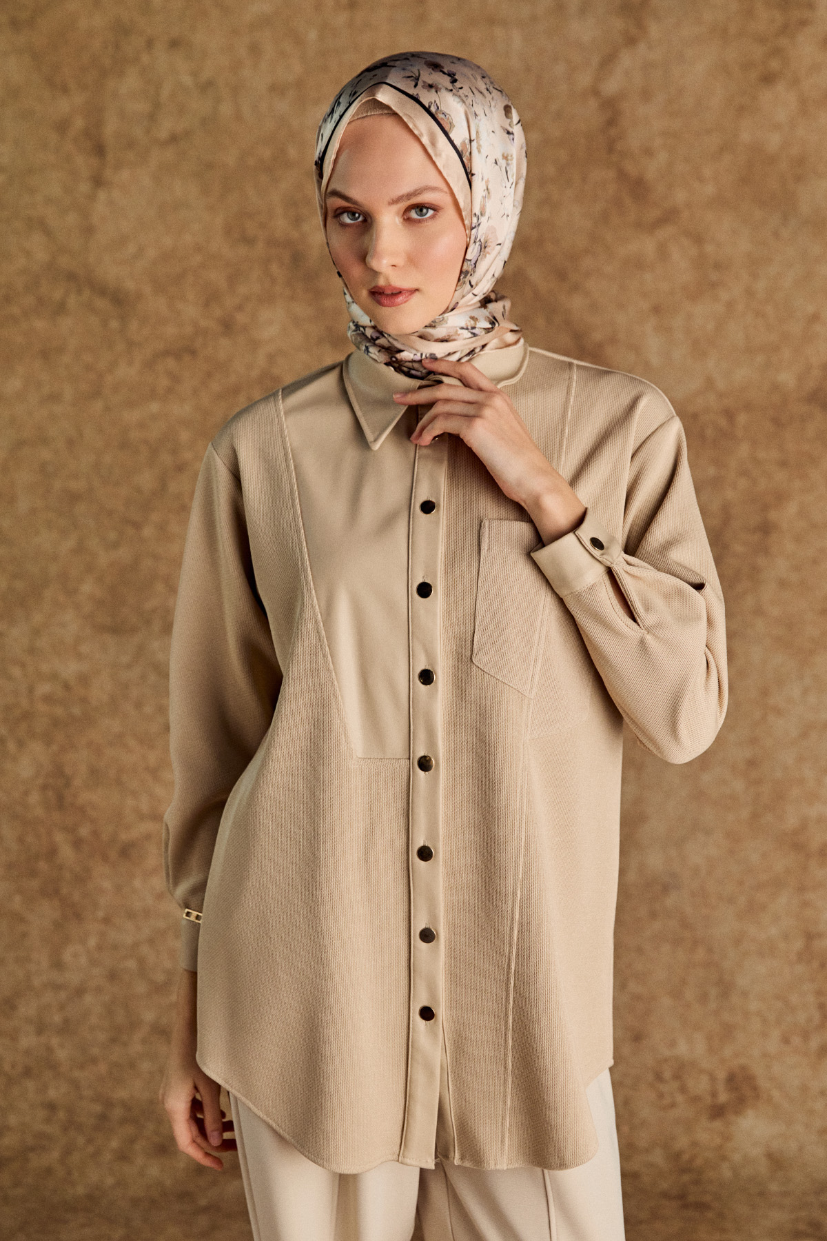 Deri Kombinli Örme Tunik