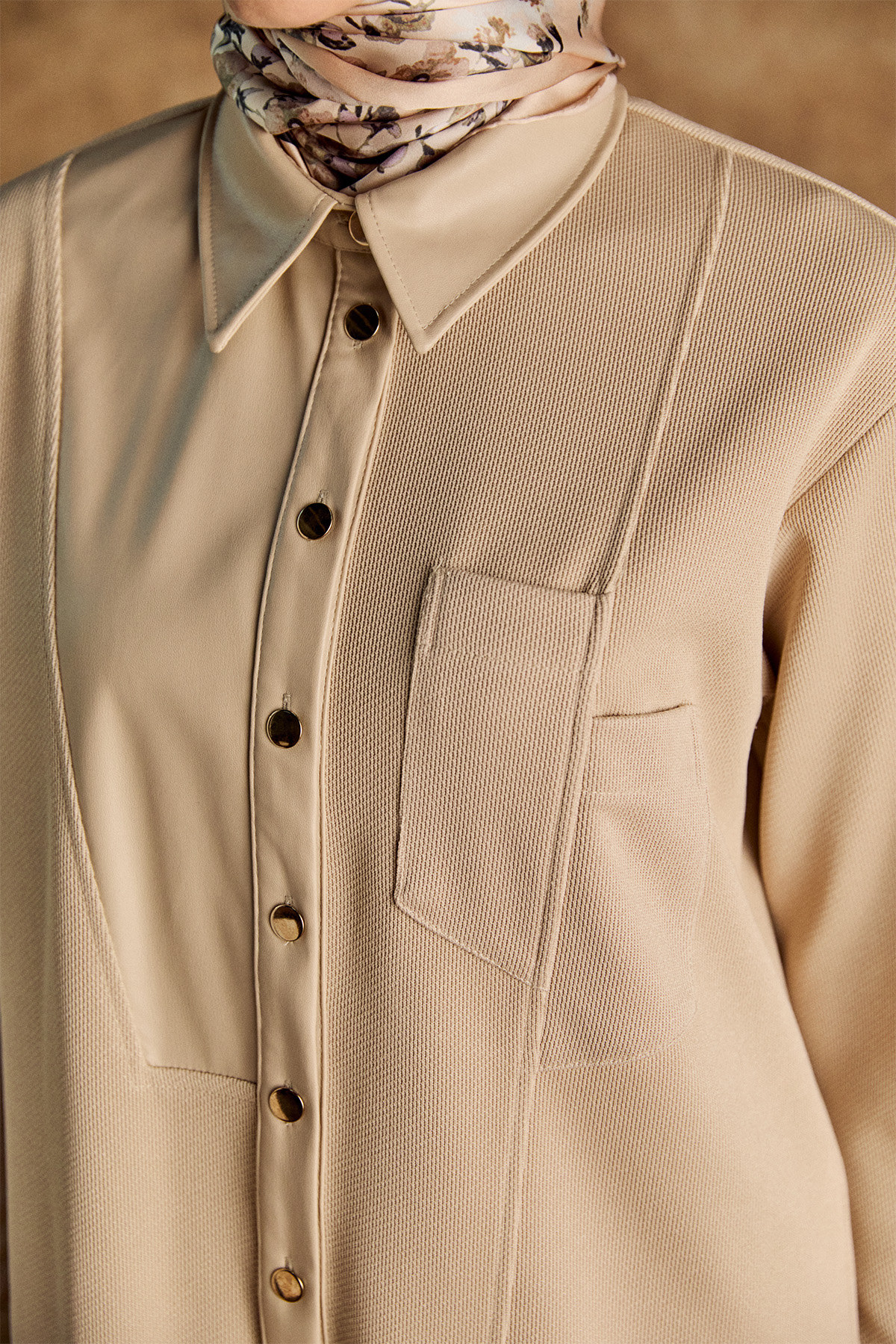 Deri Kombinli Örme Tunik