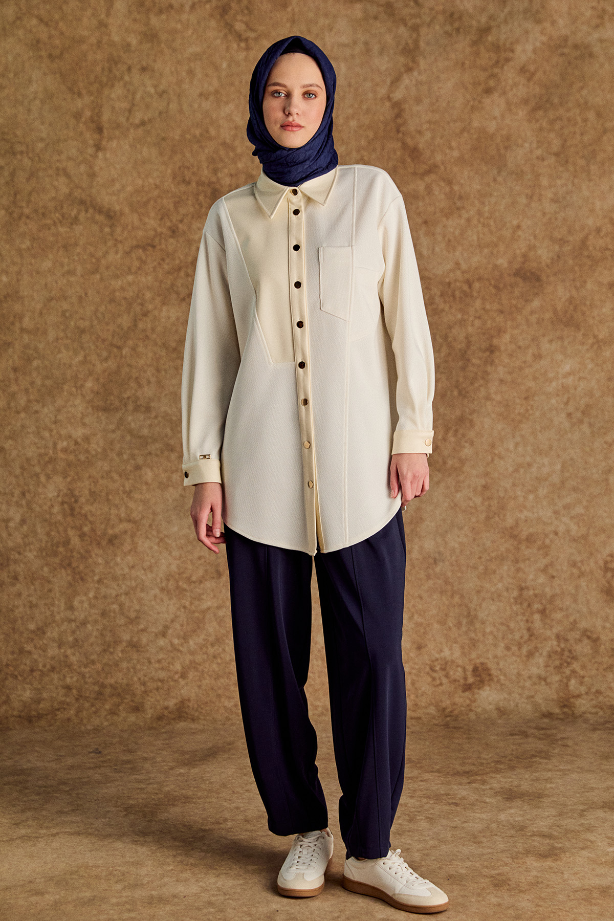 Deri Kombinli Örme Tunik