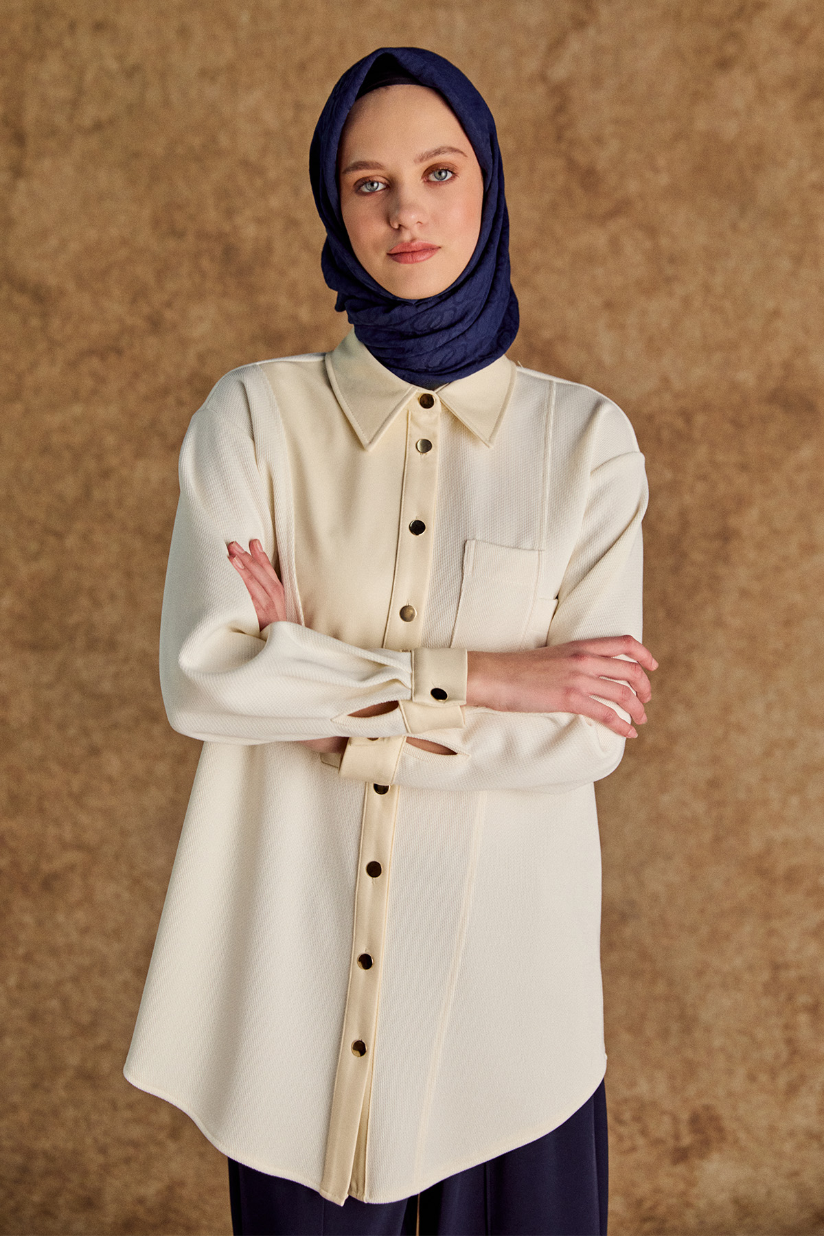 Deri Kombinli Örme Tunik