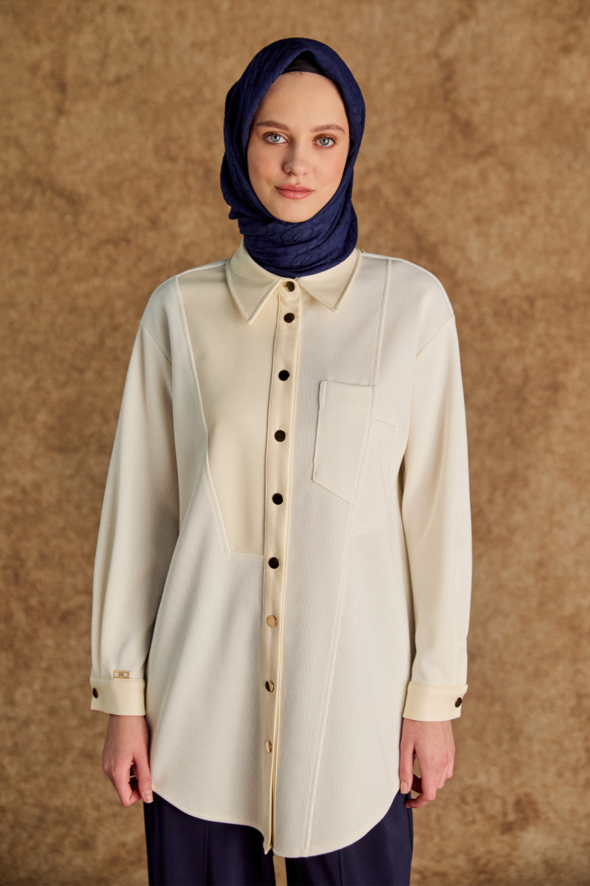 Deri Kombinli Örme Tunik