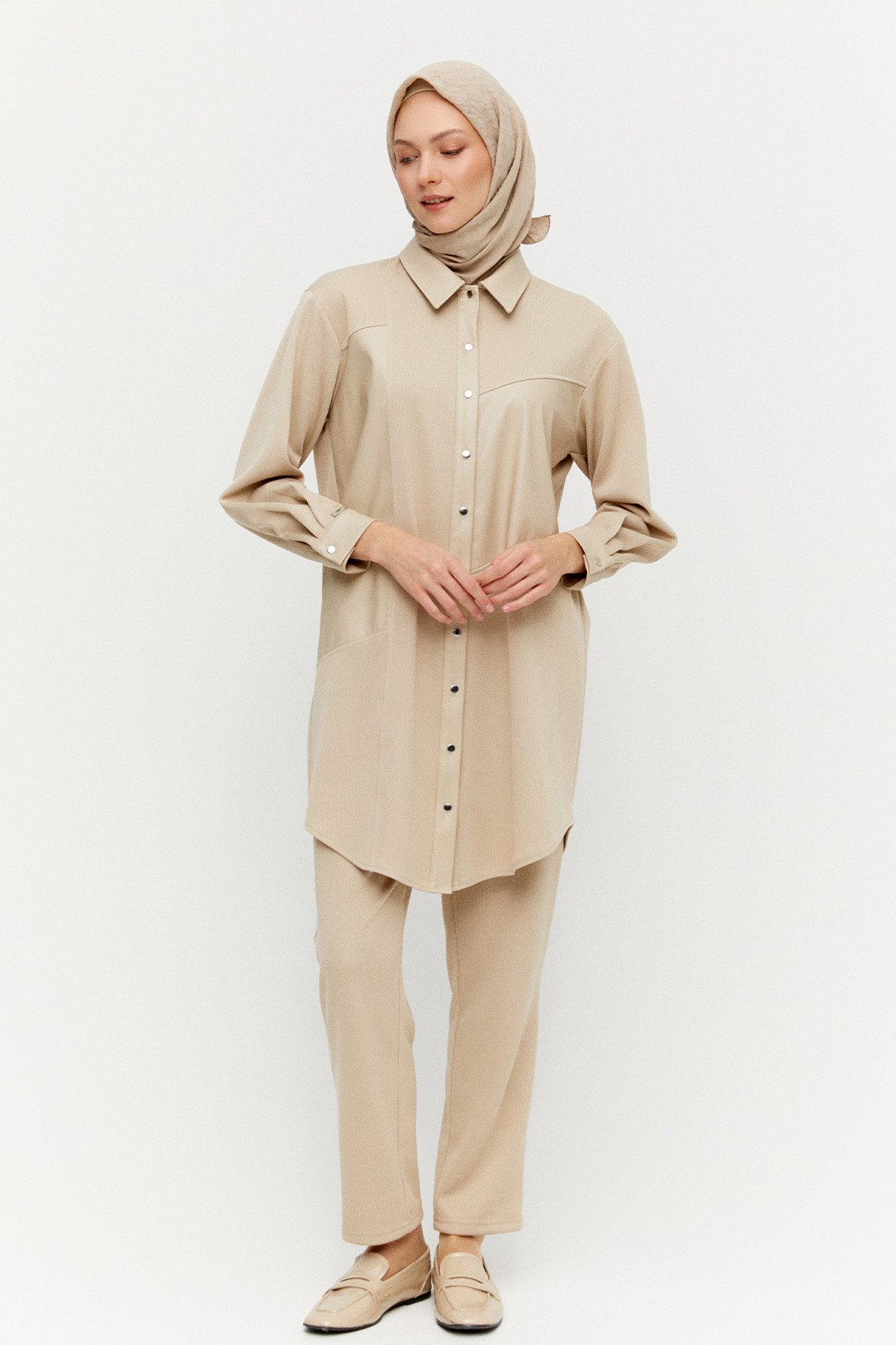 Suni Deri Kombinli Tunik