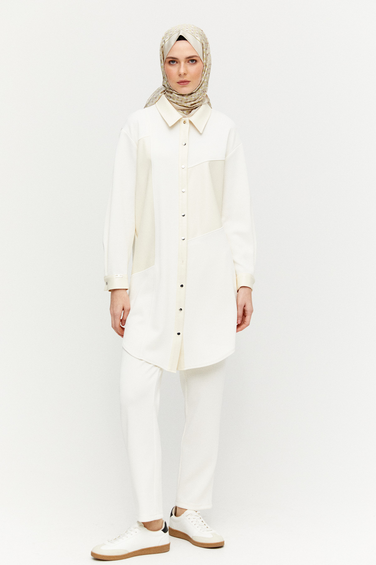 Suni Deri Kombinli Tunik