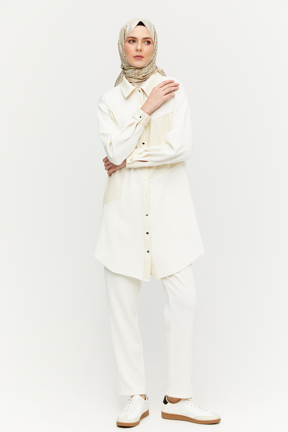 Suni Deri Kombinli Tunik