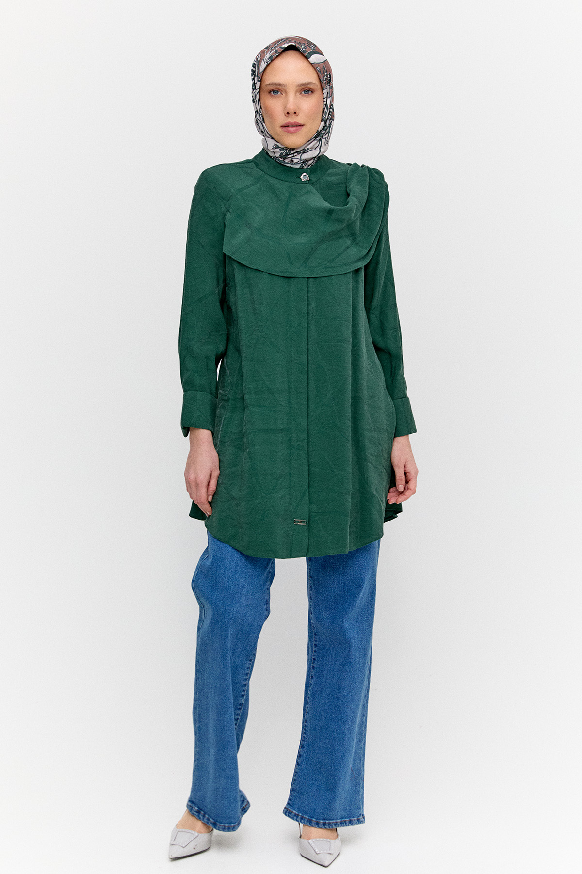 Rüzgarlık Detaylı Düğmeli Tunik, Tesettür Giyim