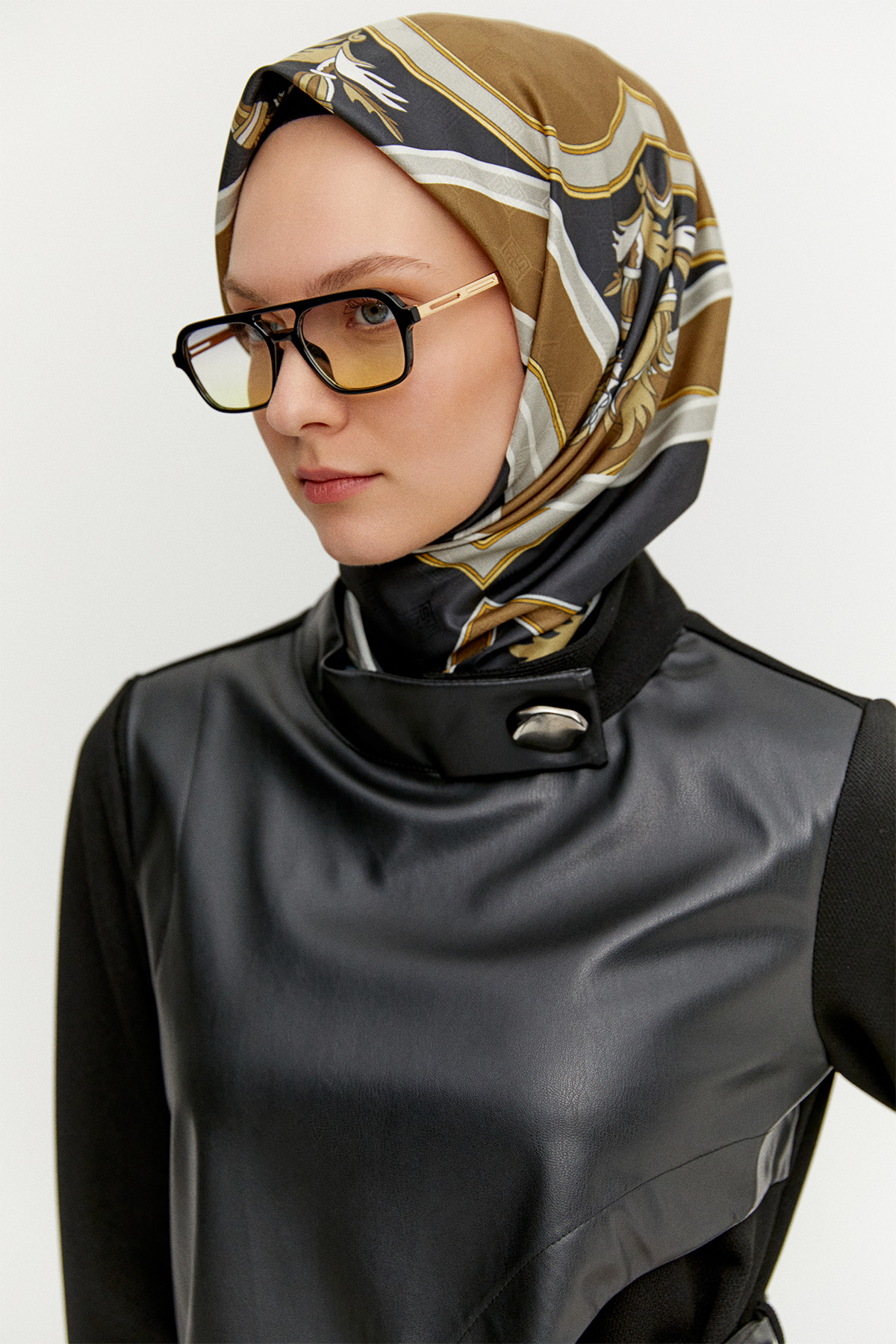 Asimetrik Suni Derili Tunik, Tesettür Giyim