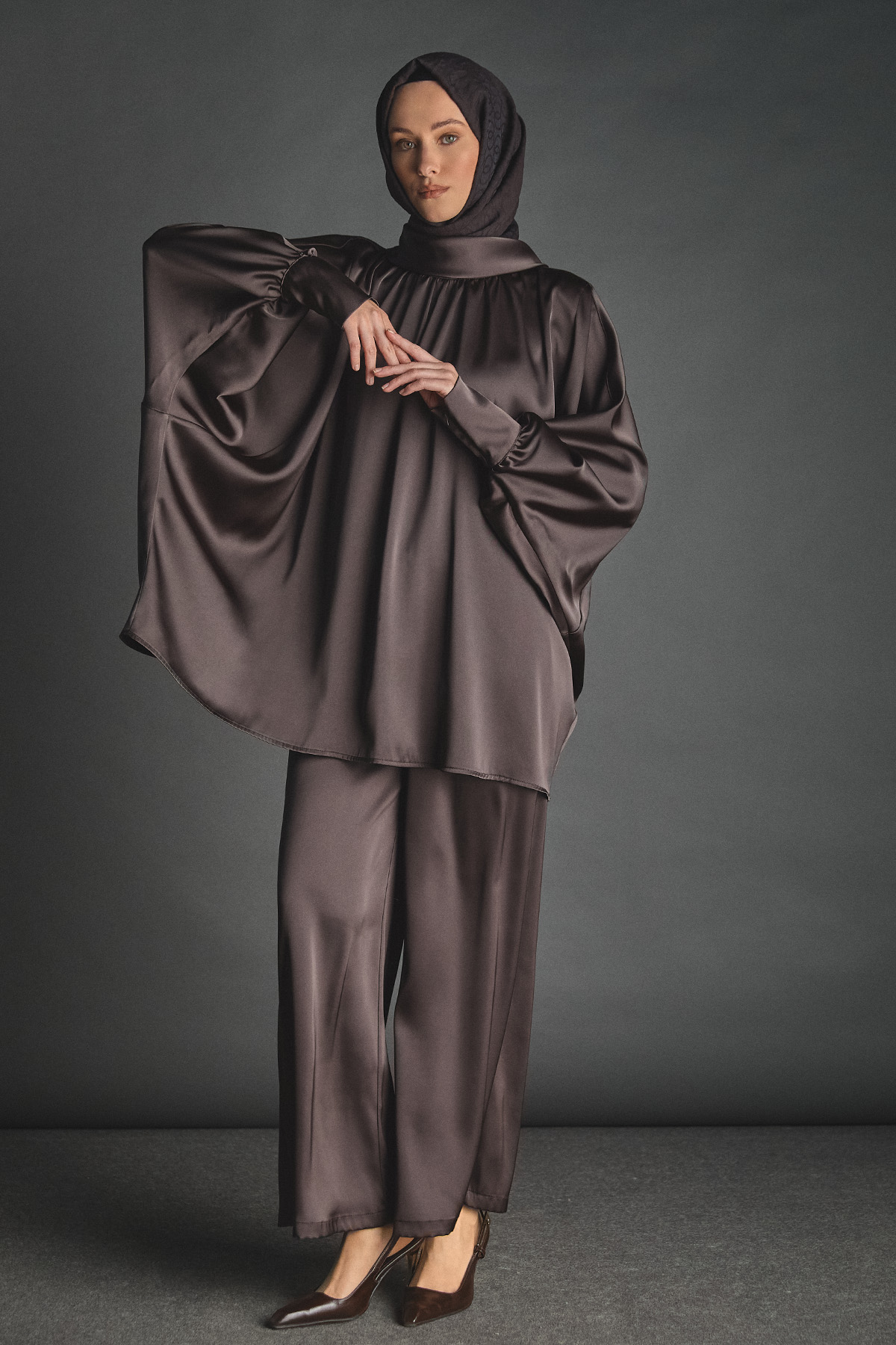 Saten Oversize İkili Takım