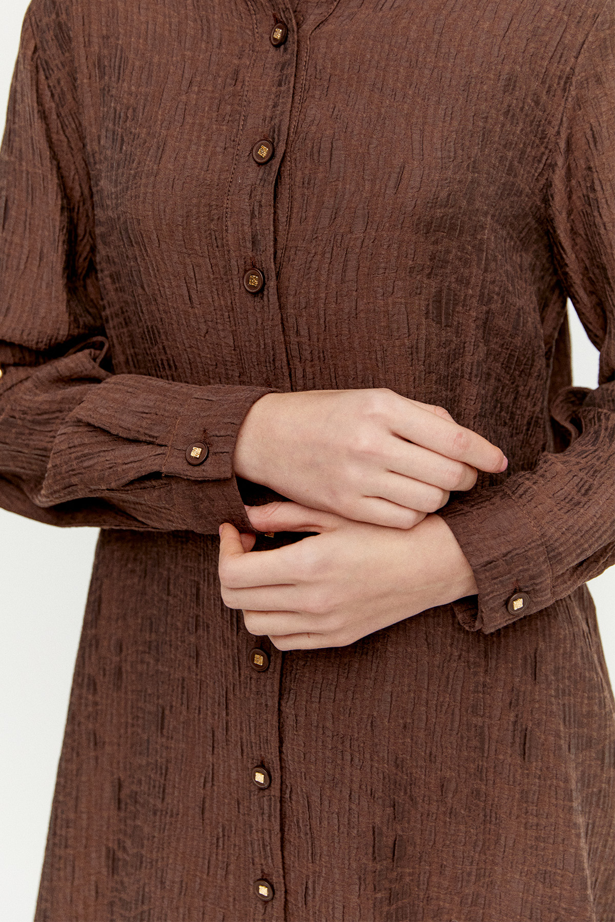 Jakarlı Kuşgözü Detaylı Hakim Yaka Tunik